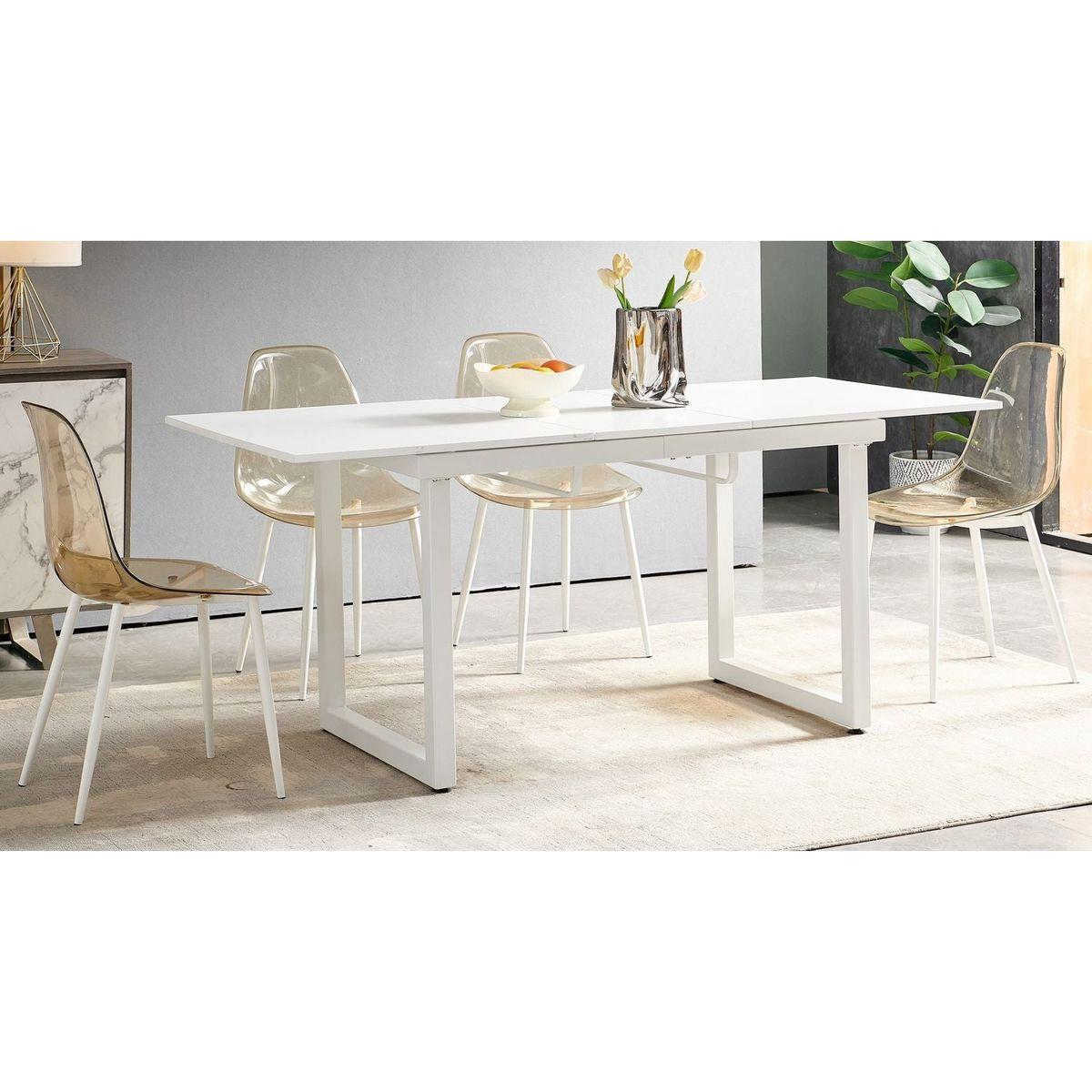 1+4,5pieces dining set, Table metal leg Mid-century Dining Table for 4-6 people With Mdf Table Top, Pedestal Dining Table, End Table Leisure Coffee Table