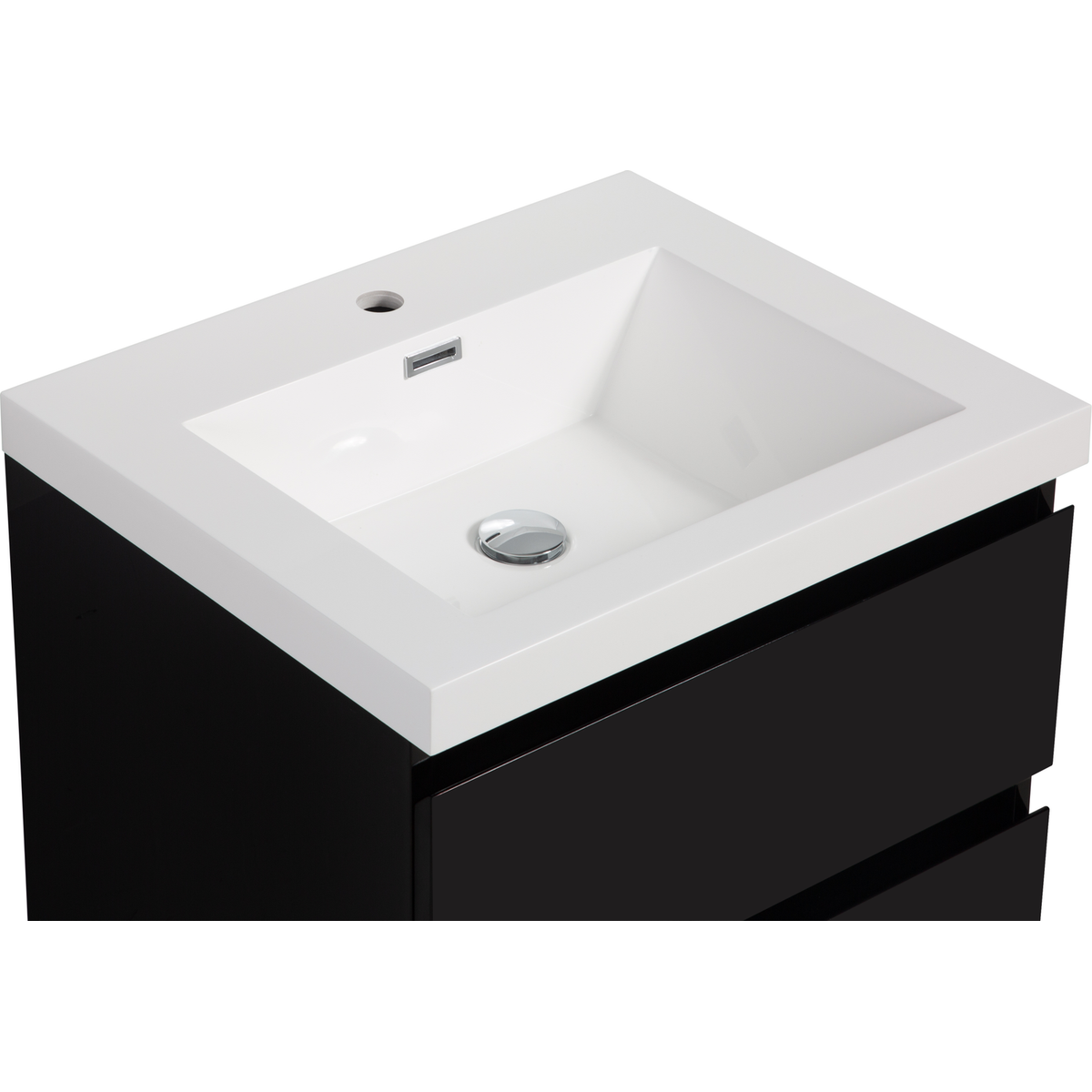 24" Floating Bathroom Vanity with Sink, Modern Wall-Mounted Bathroom Storage Vanity Cabinet with Resin Top Basin and Soft Close Drawers, Glossy Black