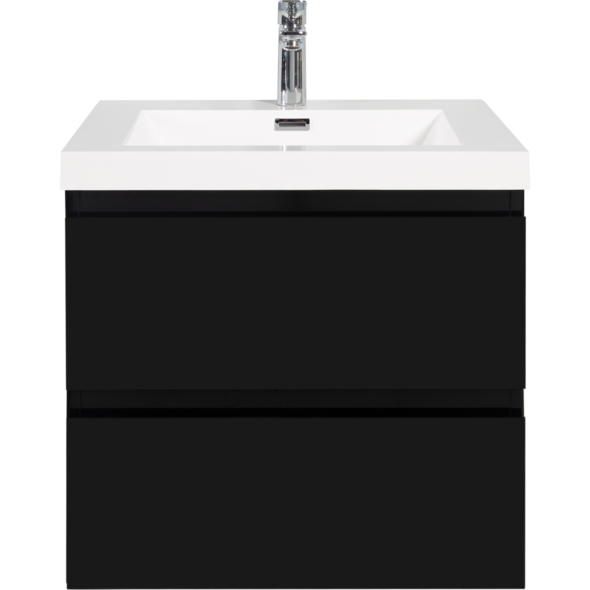 24" Floating Bathroom Vanity with Sink, Modern Wall-Mounted Bathroom Storage Vanity Cabinet with Resin Top Basin and Soft Close Drawers, Glossy Black