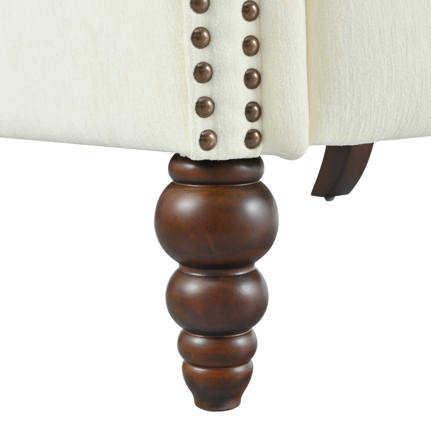 Upholstered Push Back Recliner Chair with Classic Wing Back, Beige Chenille, 29.75'
