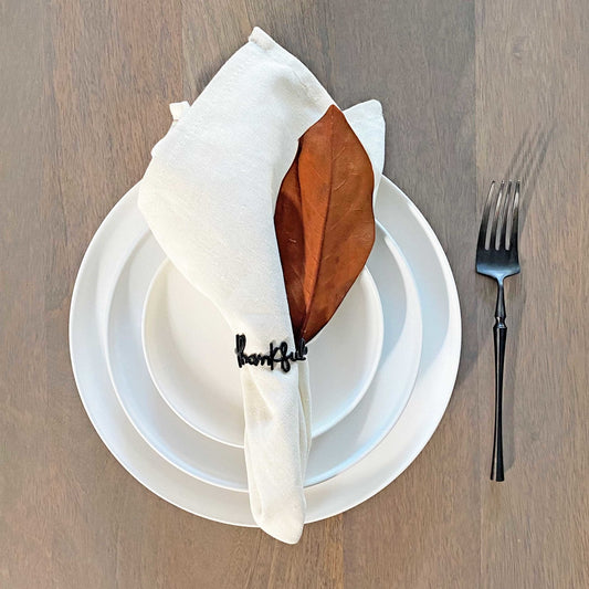 Home & Living: Black Thankful Napkin Ring by Tea + Linen