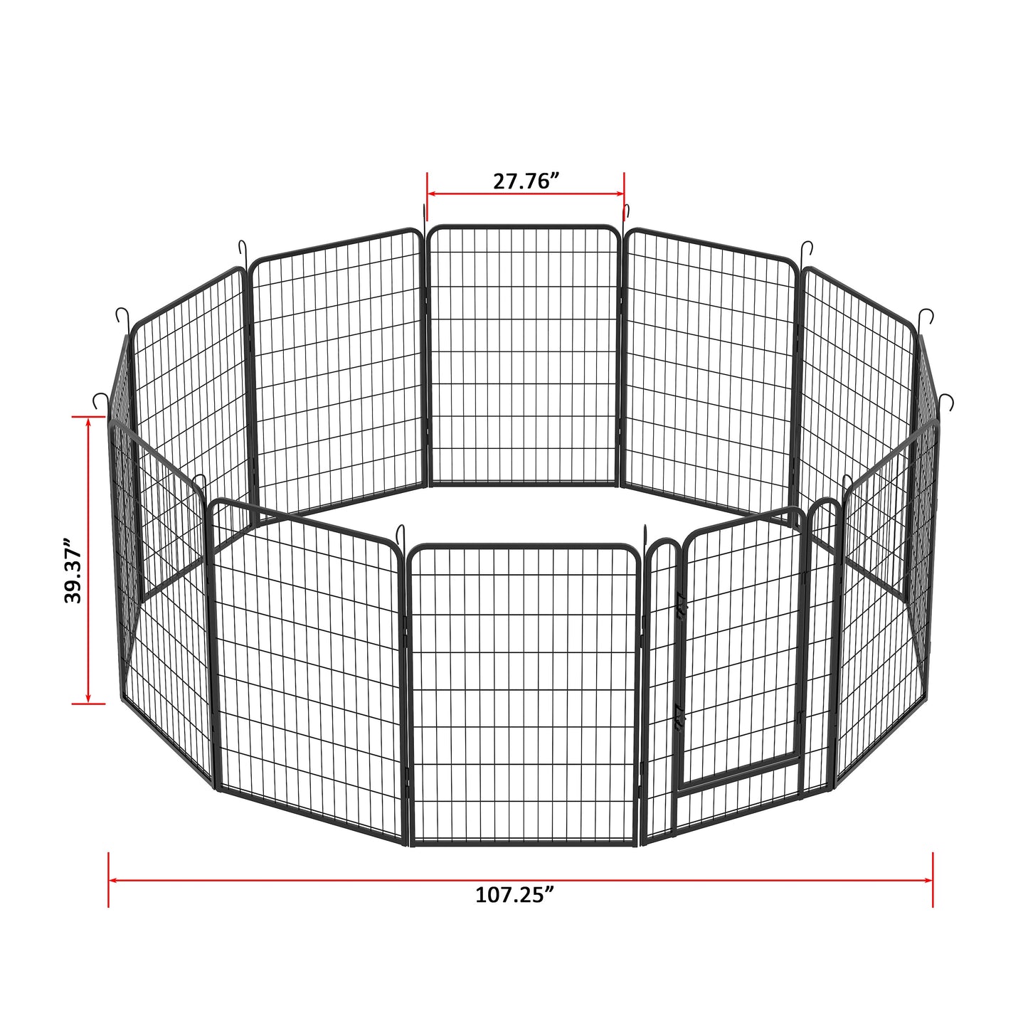12 Panels Heavy-Duty Metal Playpen with Door, 39.37' H Dog Fence Pet Exercise Pen for Outdoor, Indoor
