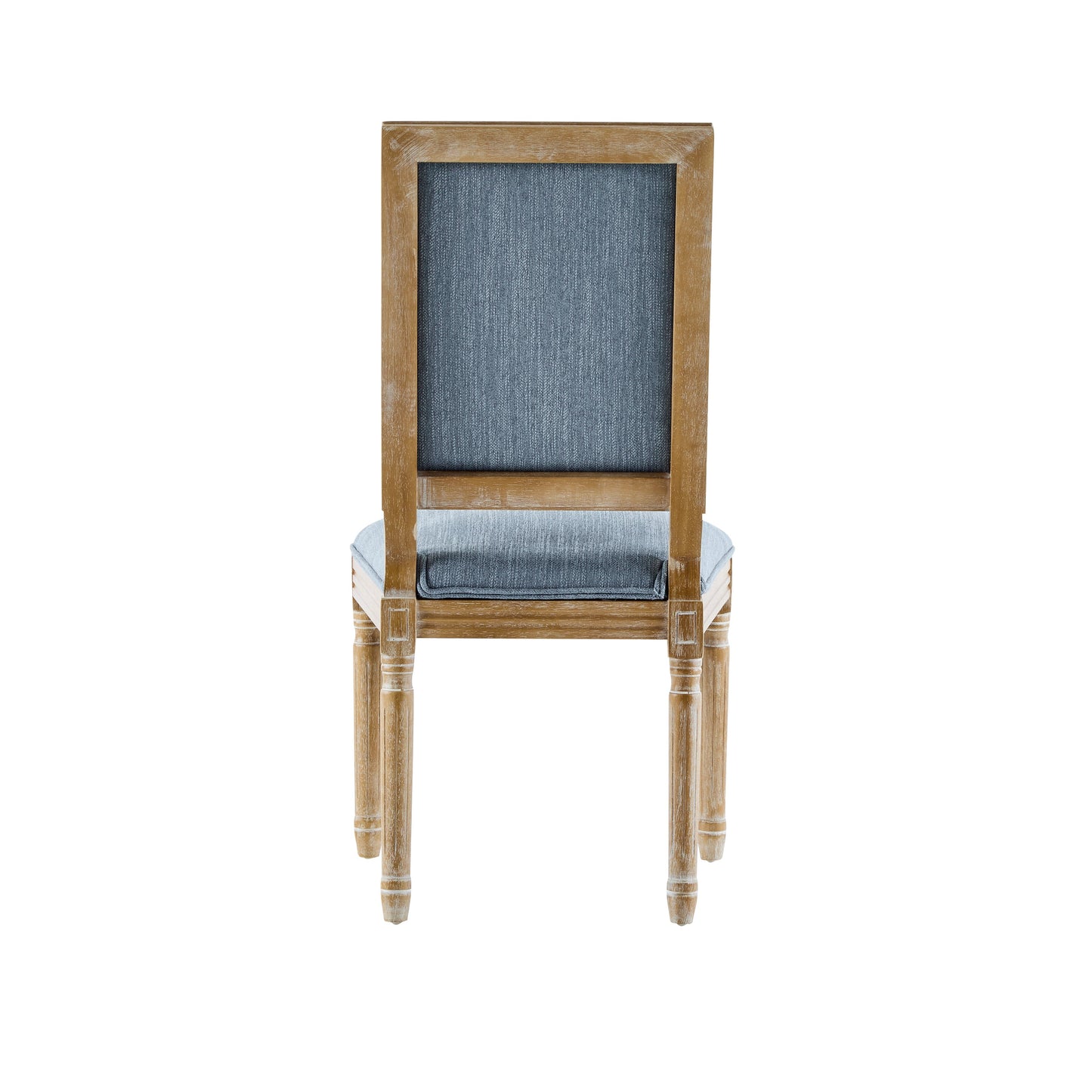 Vintage Inspired French Country Dining Chairs Set of 4 with Cane Backrest & Upholstered Seats, Solid Rubberwood, Slate Blue