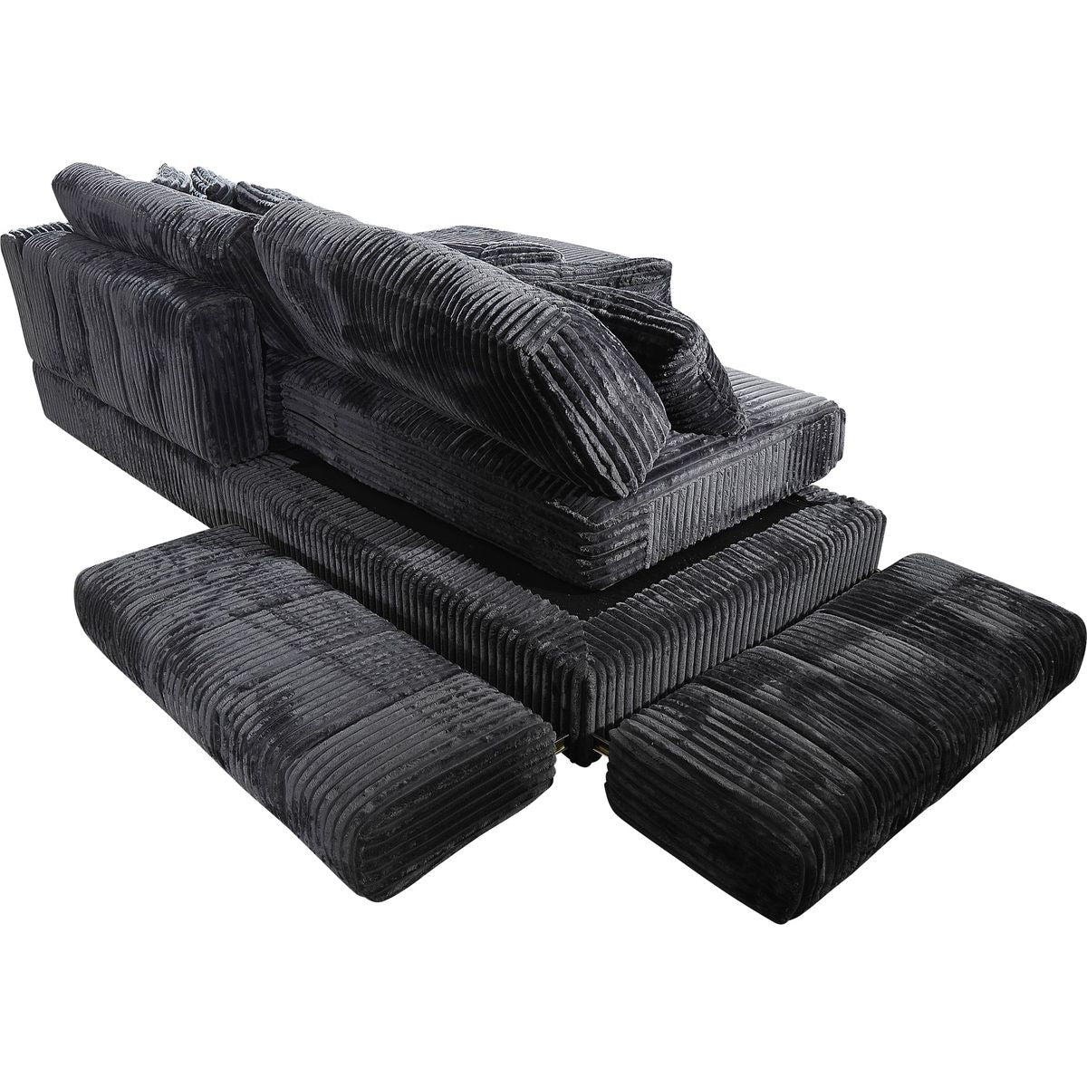 105' Oversized Sectional Sofa Cloud Couch for Living Room, Modern stripe L Shaped Couch, Comfy Boucle Modular Sofa Sleeper with Moveable Ottoman (Gery)
