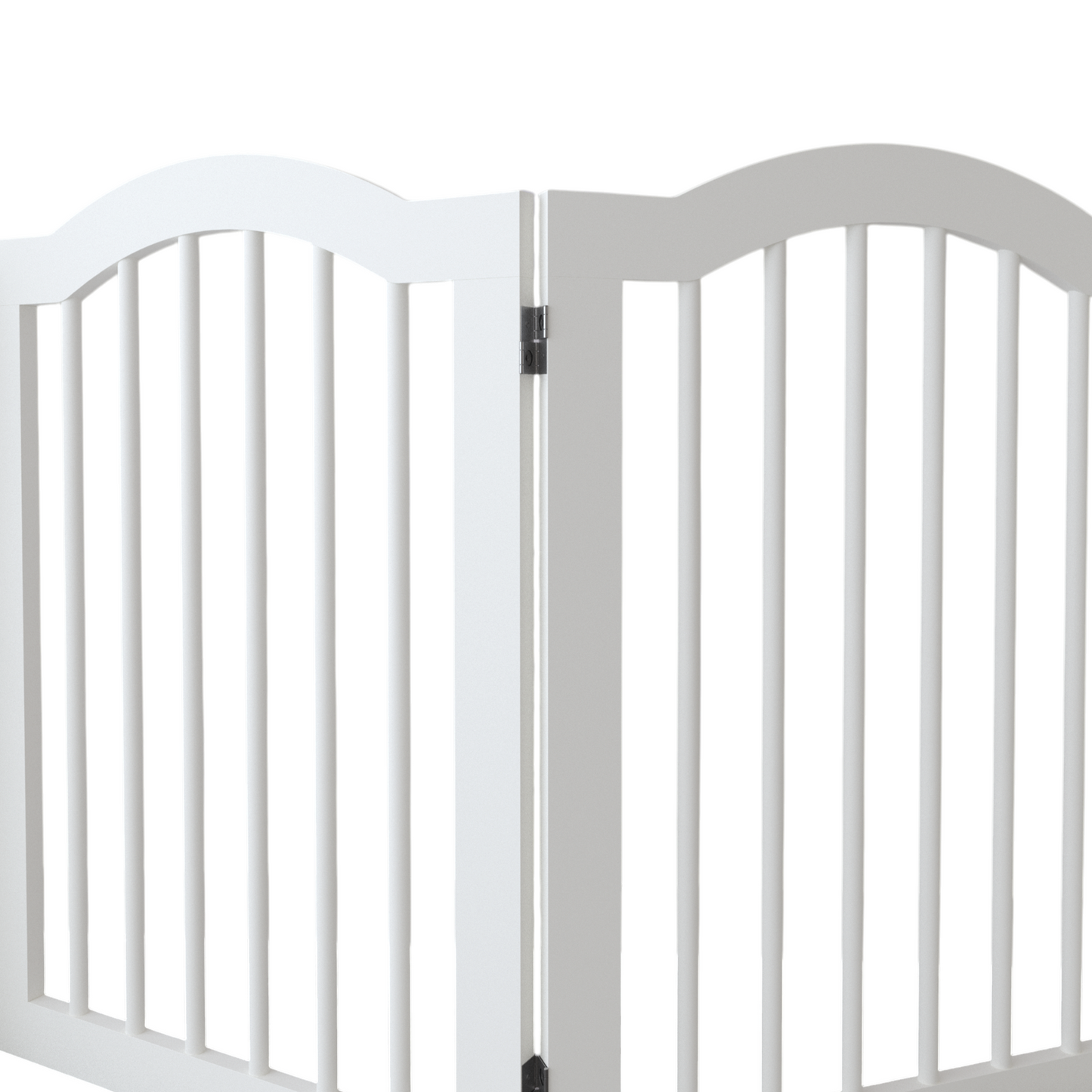 27.6' Height Tall Freestanding Pet Gate, 4 Panels Foldable Dog Gate, Solid Wood Folding Safety Fence Wooden Dog Gate with 2 pcs Support Feet Ideal for Stairs, Doorways, Halls, Kitchens, Heavy Duty Gat