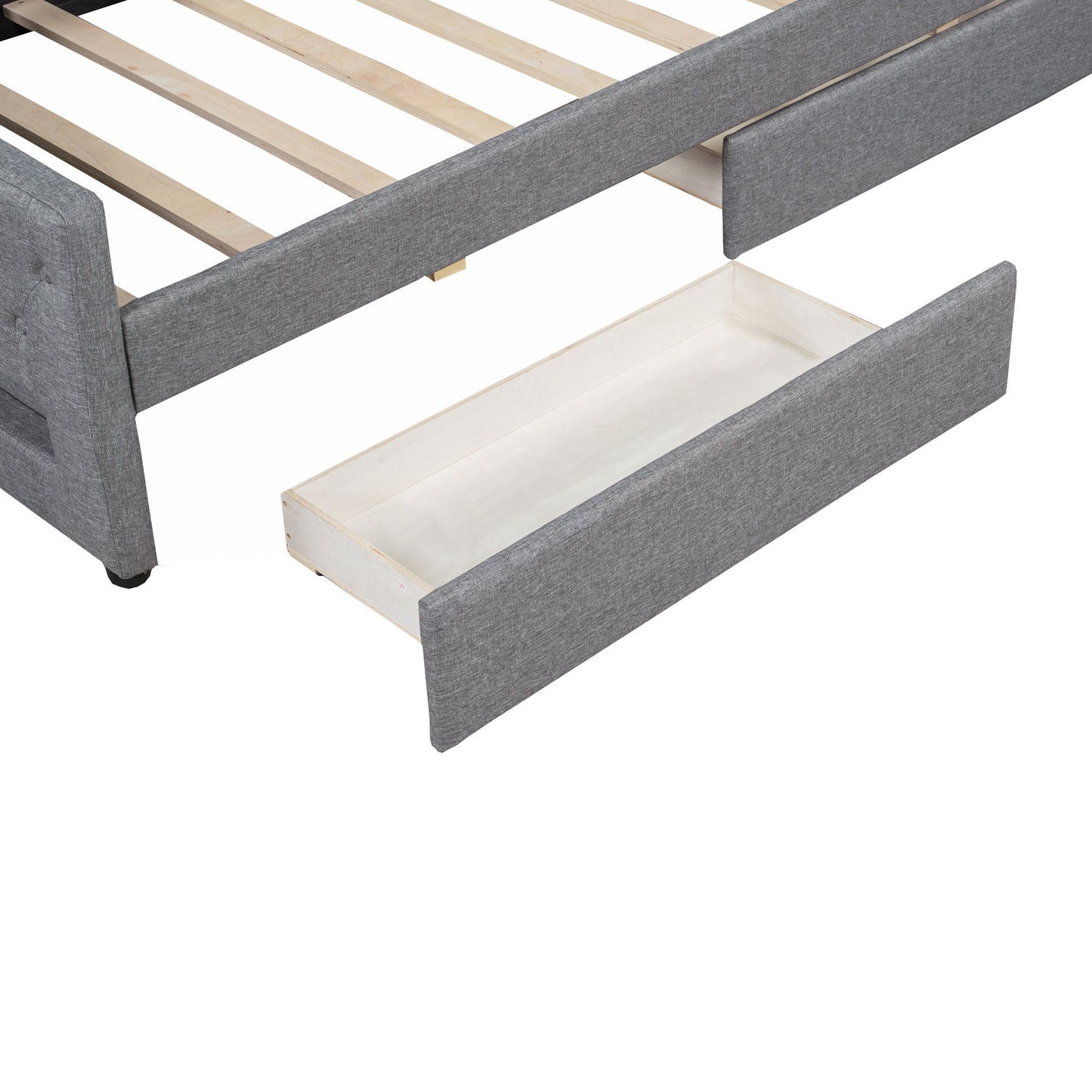 Elegant Upholstered Twin XL Daybed with LED Belt, 2 Drawers, Gray Linen Finish