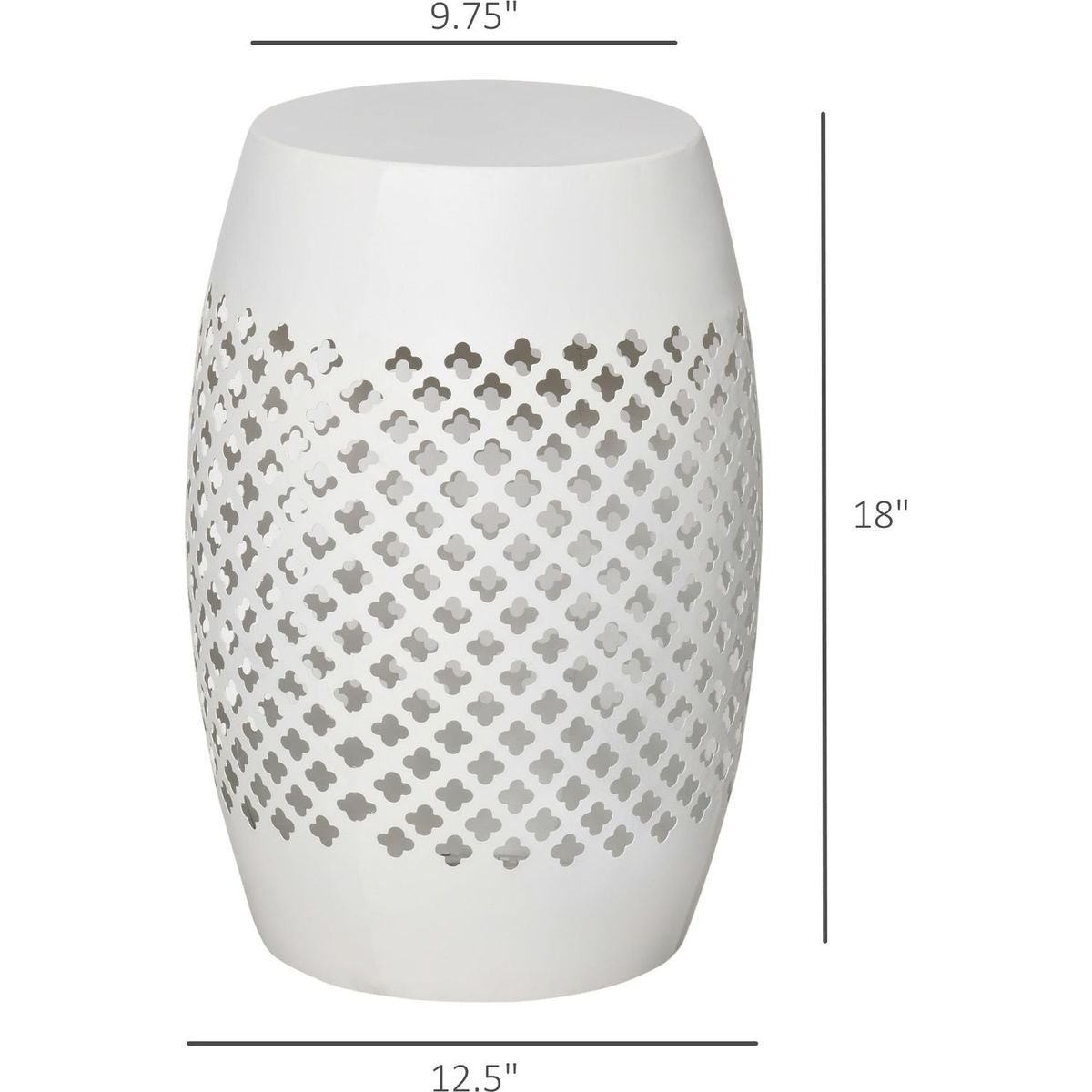 12.5" Steel Patio End Table, Round Hollow Drum Side Table, Accent Table for Indoor and Outdoor, White
