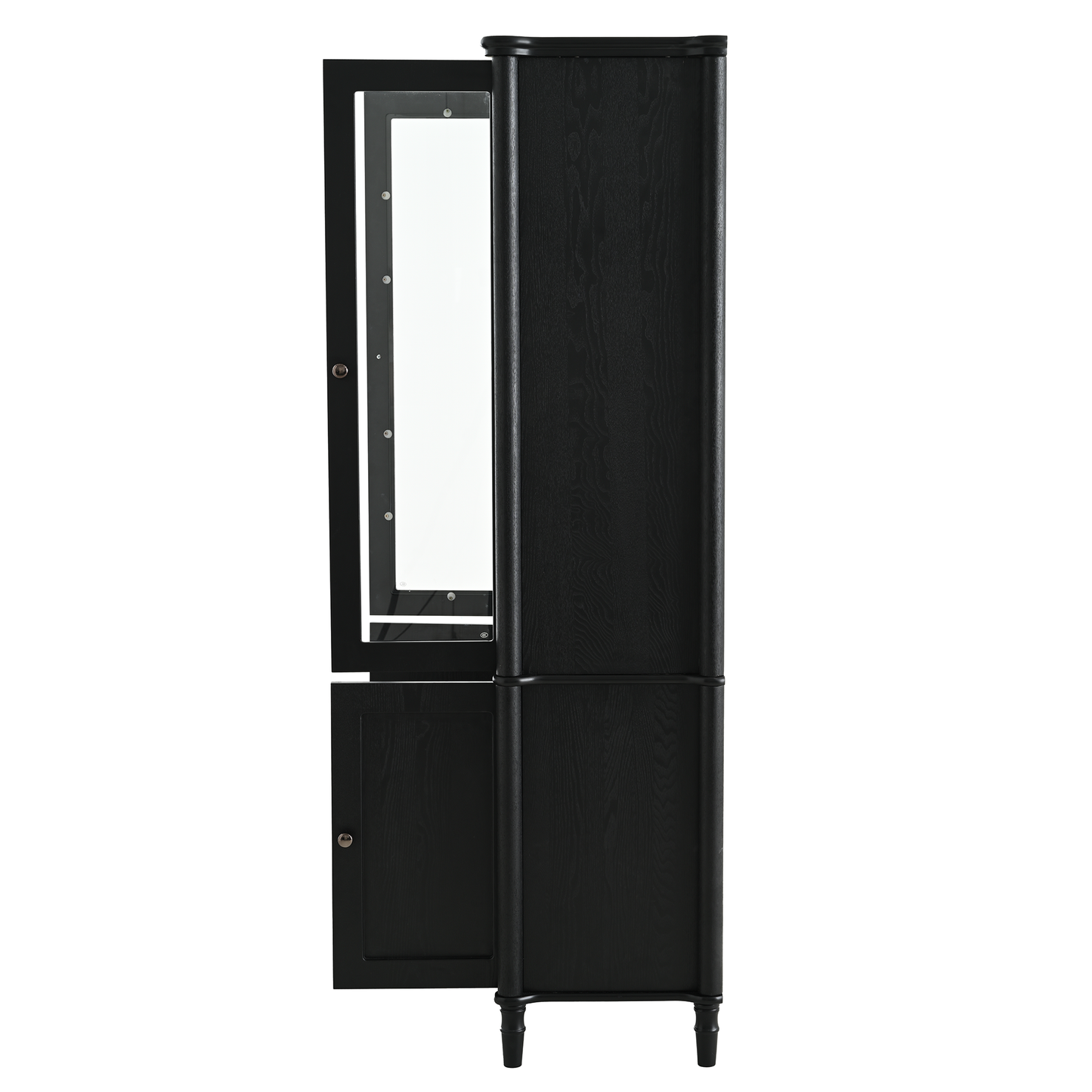 Vintage Display Cabinet with Double Glass Doors, Traditional Style for Collectibles - Black, Ash Wood Veneer, 73.25'' Tall