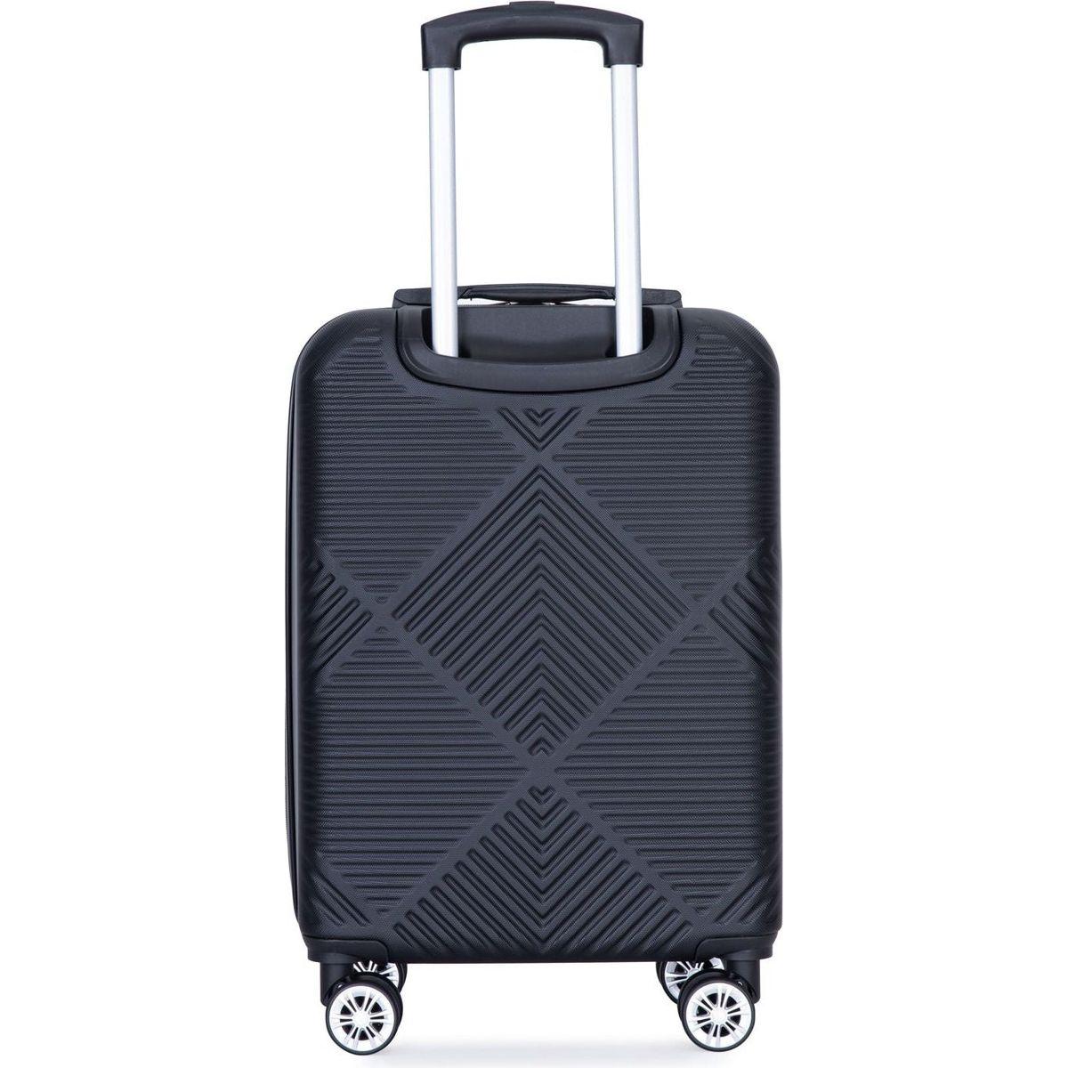 2Piece Luggage Sets ABS Lightweight Suitcase, Spinner Wheels, (20/14) BLACK