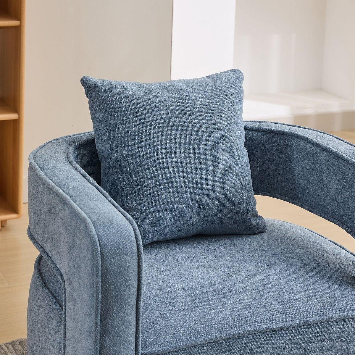 29.1"W Swivel Accent Open Back Chair Modern Comfy Sofa Chair With Weathered Base For Nursery Bedroom Living Room Hotel Office, Club Chair Leisure Arm Chair For Lounge (Pale Blue,Linen Blend)