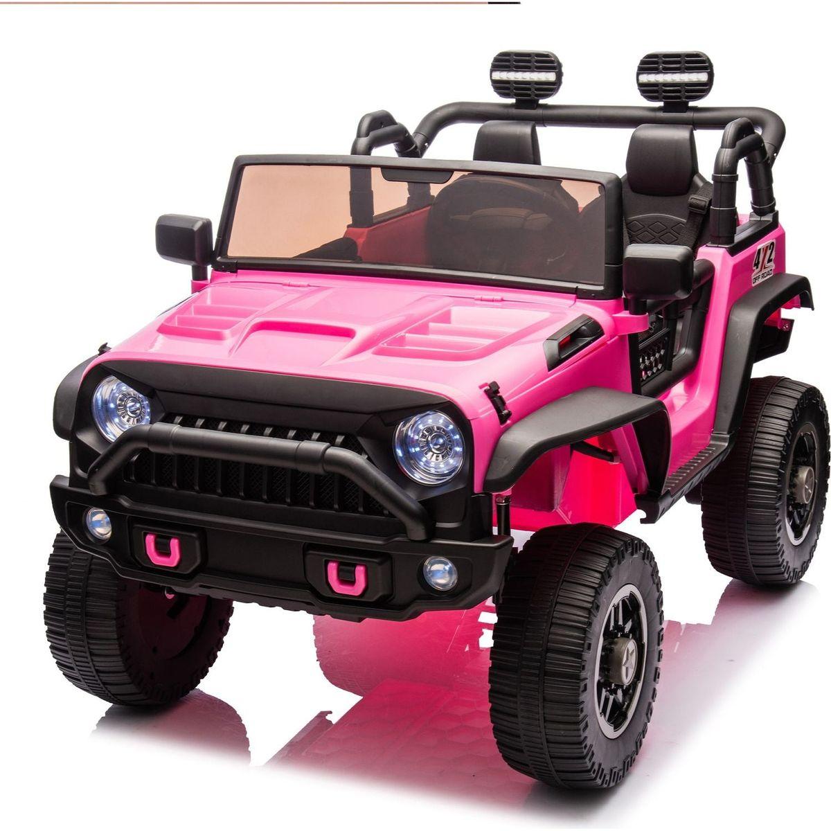 24V Two-Seater Kids Ride On Truck Car W/Parents Control,200wx2,Seat width 20.28in,Four-wheel Suspension,LED Lights,Music,MP3,Bluetooth,Two independent seat belts,Suitable for off-road For Kids Aged 3+