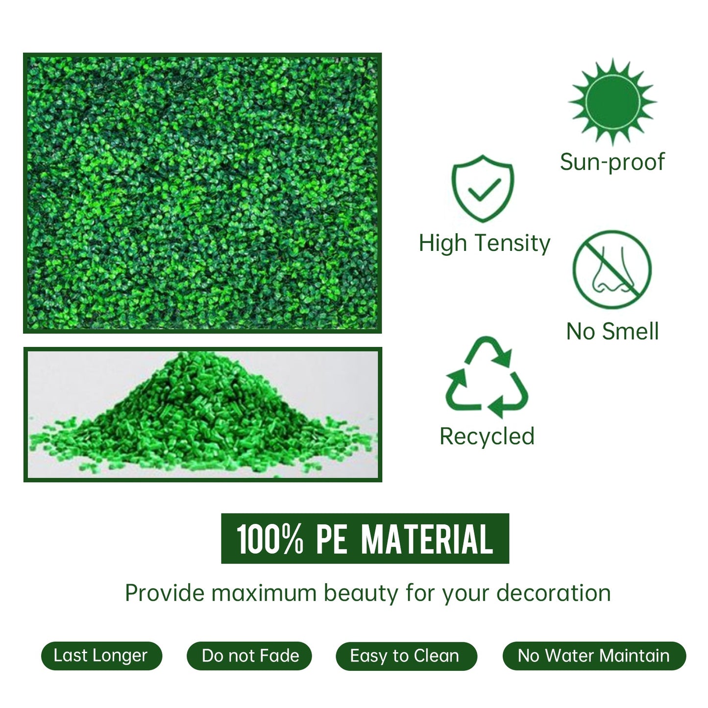 12pieces of 20 inch x 20 inch lawn wall panels, artificial lawn wall panels, green background decoration, boxwood fence wall panels, party, wedding, indoor, backyard, Christmas decoration, 33sq.FT