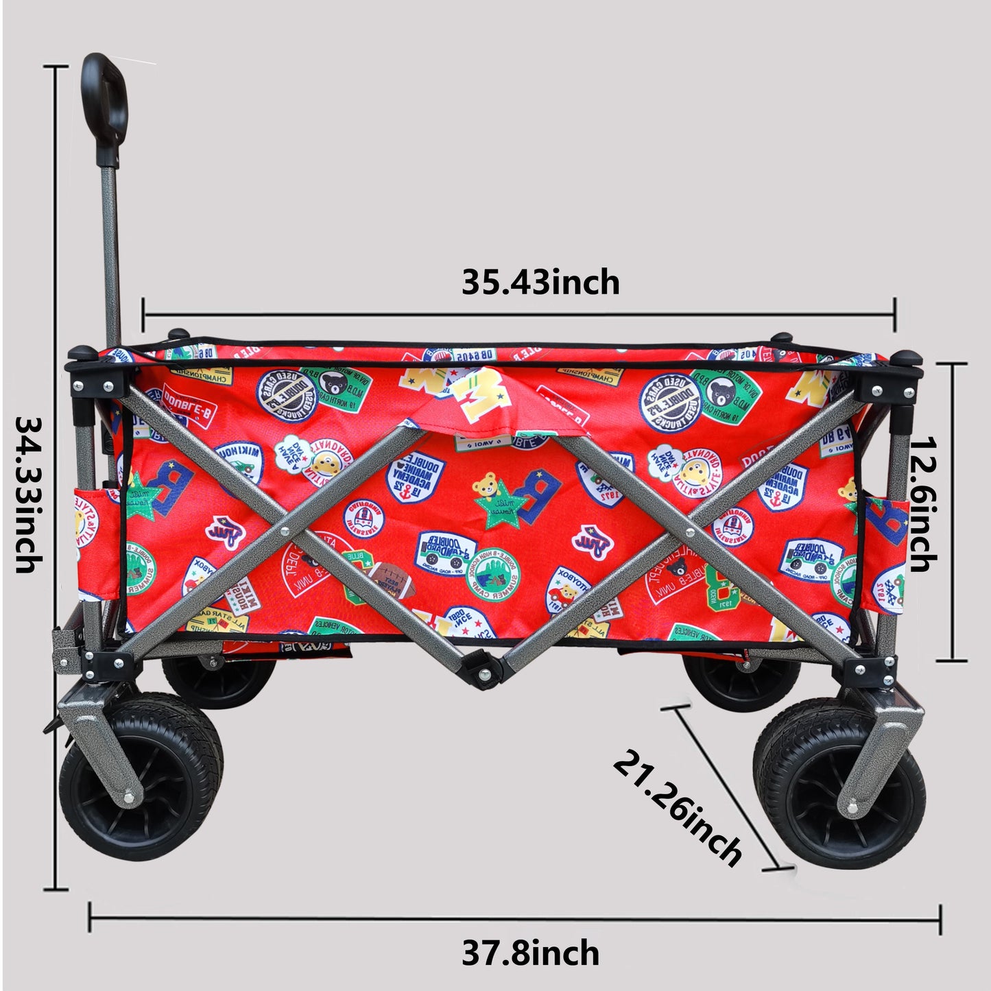 Utility Park Garden Cart Tool Customized Color Folding Camping Trolley Outdoor Picnic Beach Wagon, Red
