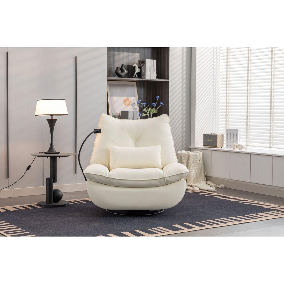 270 Swivel Glider Recliner Chair, Power Recliner Rocking Chair, USB Port Charge for Nursery Chair with Atmosphere Lamp for Living Room Bedroom Apartment