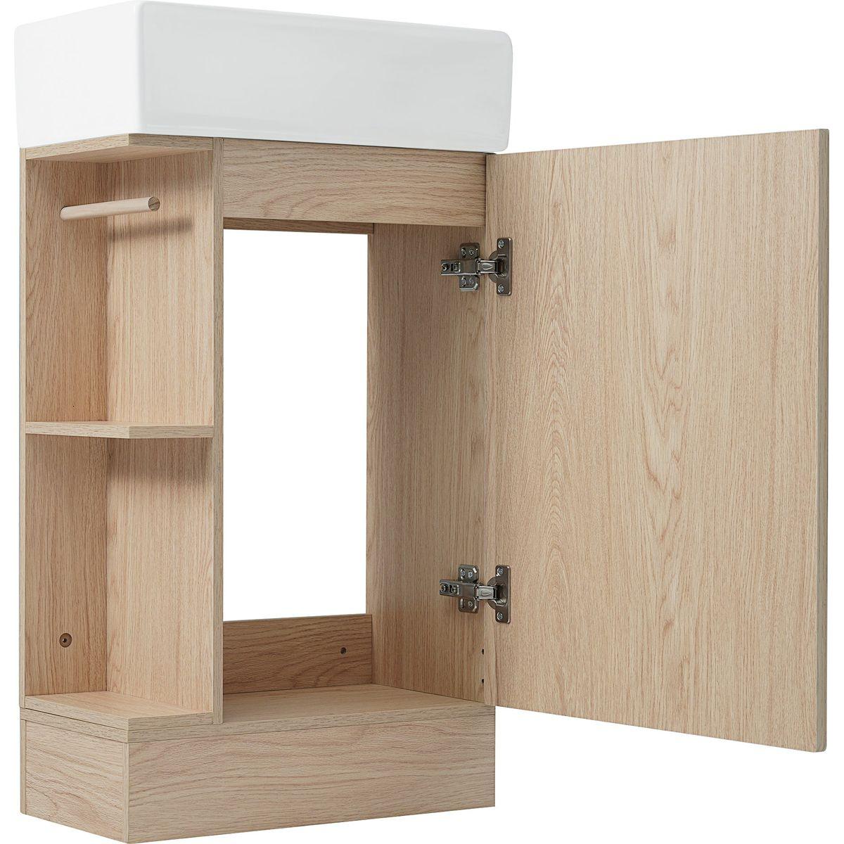 18.6' Bathroom Vanity with Sink, Bathroom Vanity Cabinet with Two-tier Shelf, Left or Right Orientation, Natural (Old Sku:WF308491AAN)