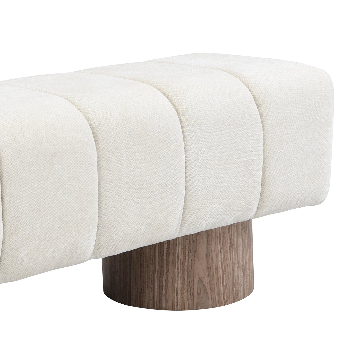 Upholstered Dining Bench, No-Assembly Entryway Bench Ottoman, Beige Chenille Fabric, 50' Length