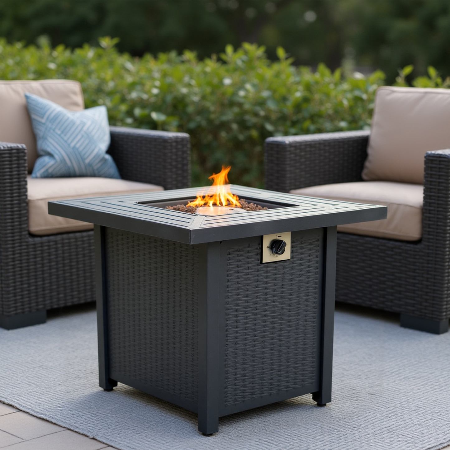 28-inch Iron Square Propane Fire Pit Table