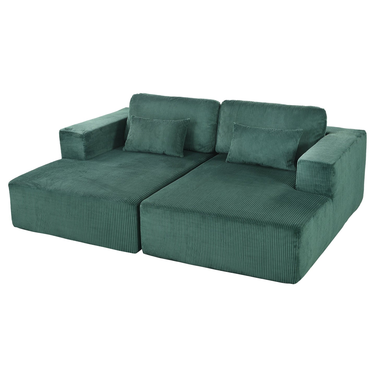 U_Style Corduroy Double Sofa Bed with 2 Pillows, Perfect for Living Rooms, Apartments, Offices