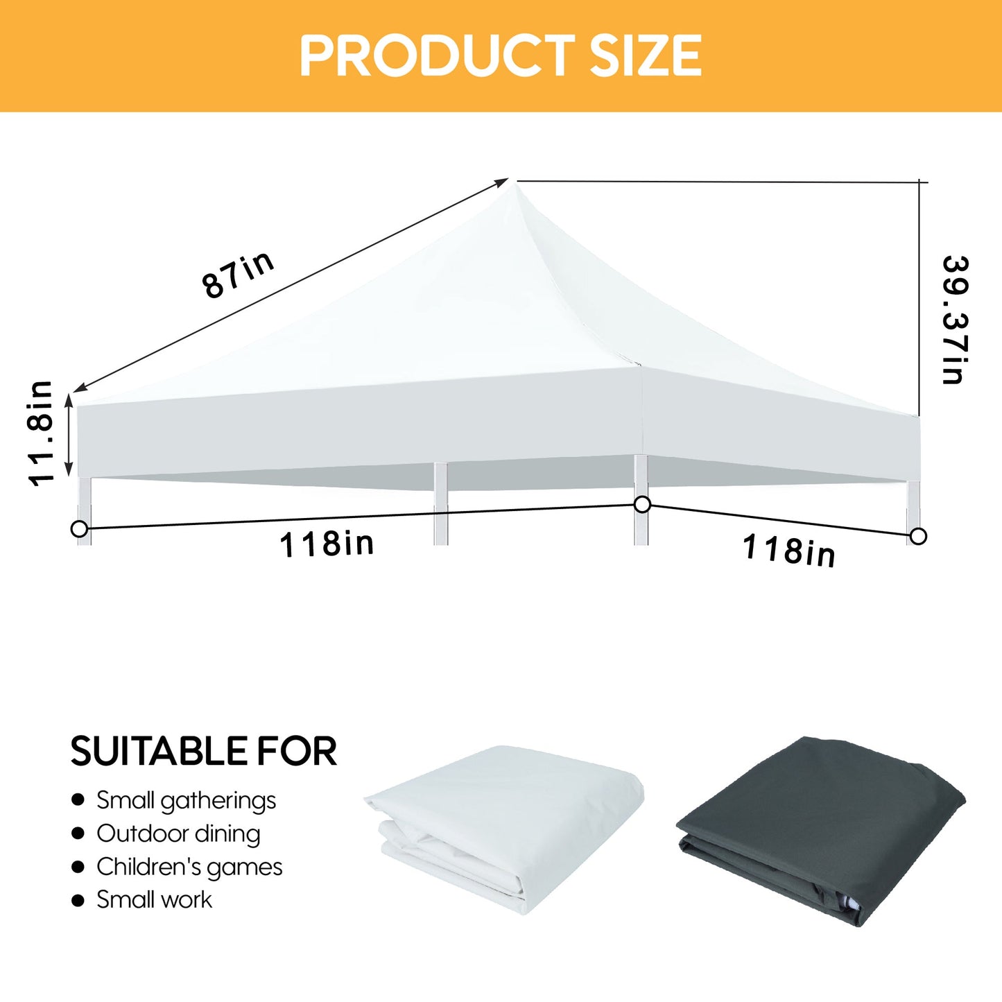 10 x 10 ft Canopy Replacement Top with 4-Pack Weight Bags, Pop Up Tent Cover Only, Frame Not Included, White