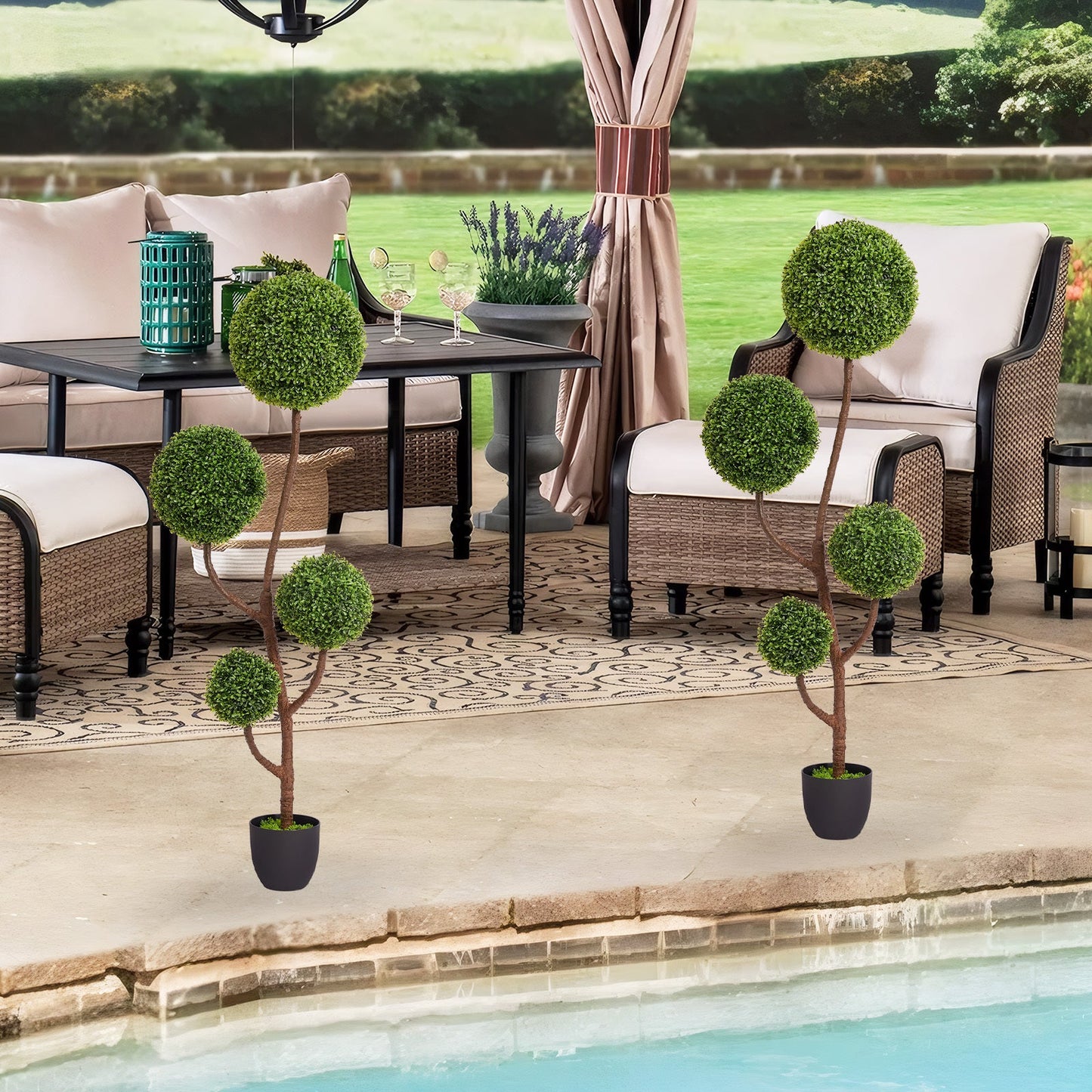 2025 High quality green plant trees for indoor outdoor decoration artificial boxwood topiary ball tree 150cm 1pcs/set