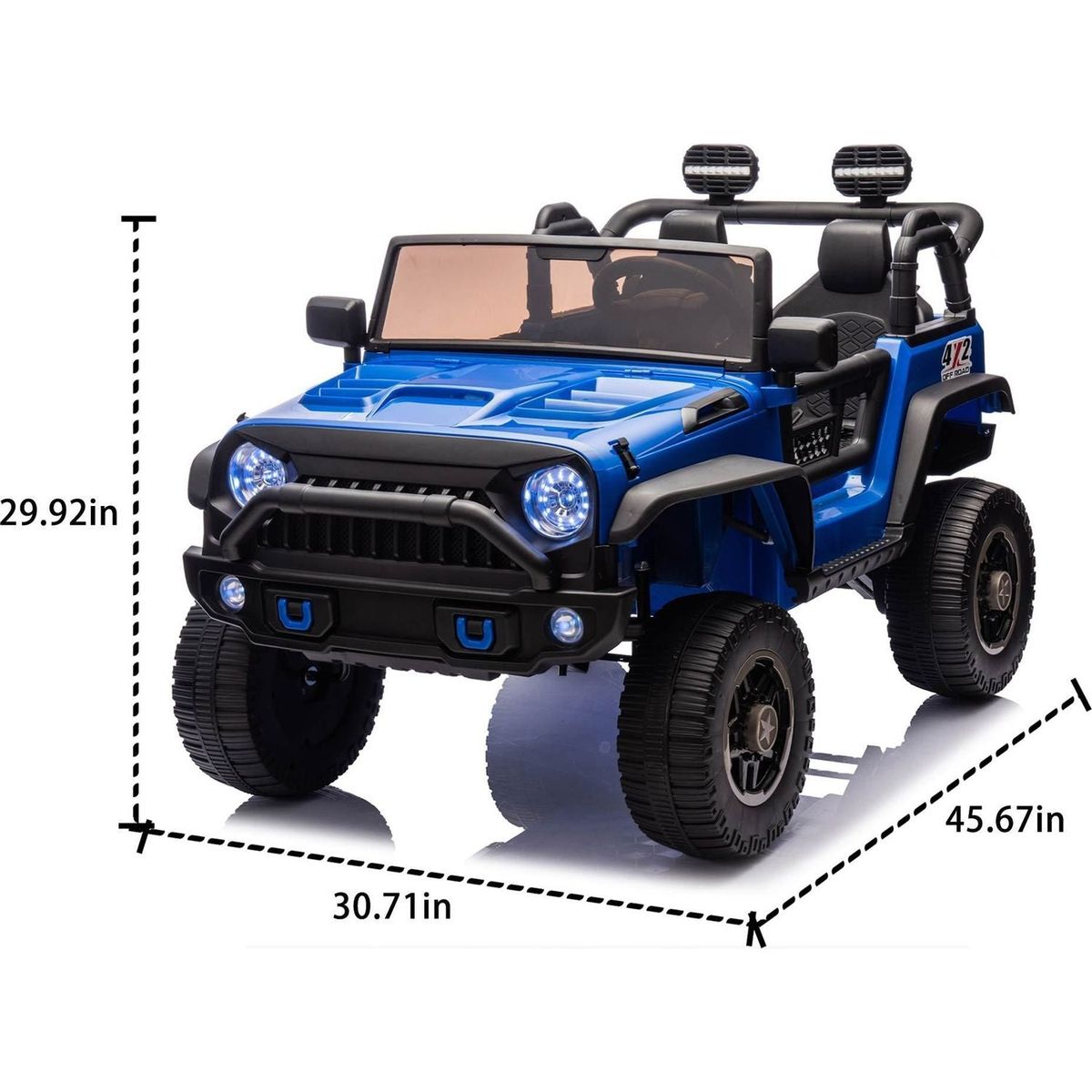 24V Two-Seater Kids Ride On Truck Car W/Parents Control,200wx2,Seat width 20.28in,Four-wheel Suspension,LED Lights,Music,MP3,Bluetooth,Two independent seat belts,Suitable for off-road For Kids Aged 3+