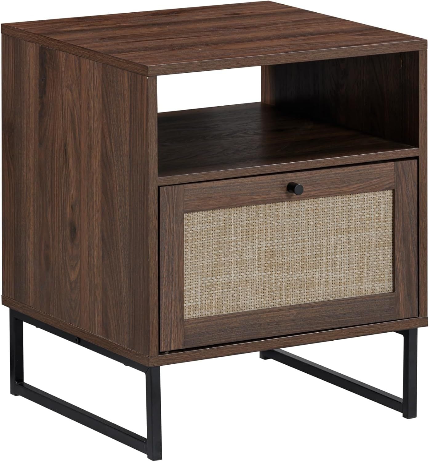 Wood End Side Accent Table with Storage for Living Room or Bedroom, grey - Set of 2