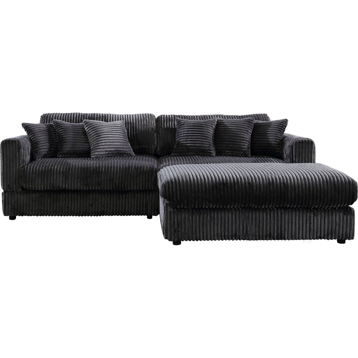 105' Oversized Sectional Sofa Cloud Couch for Living Room, Modern stripe L Shaped Couch, Comfy Boucle Modular Sofa Sleeper with Moveable Ottoman (Gery)