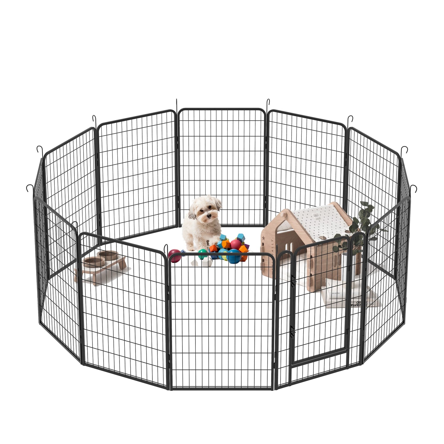 12 Panels Heavy-Duty Metal Playpen with Door, 39.37' H Dog Fence Pet Exercise Pen for Outdoor, Indoor