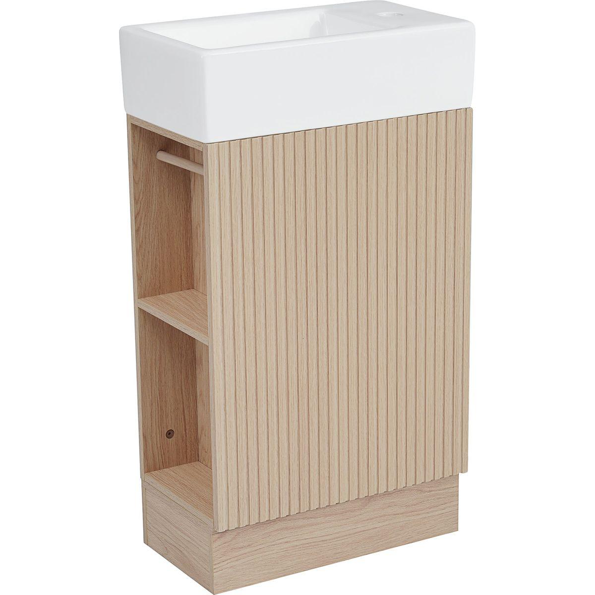 18.6' Bathroom Vanity with Sink, Bathroom Vanity Cabinet with Two-tier Shelf, Left or Right Orientation, Natural (Old Sku:WF308491AAN)