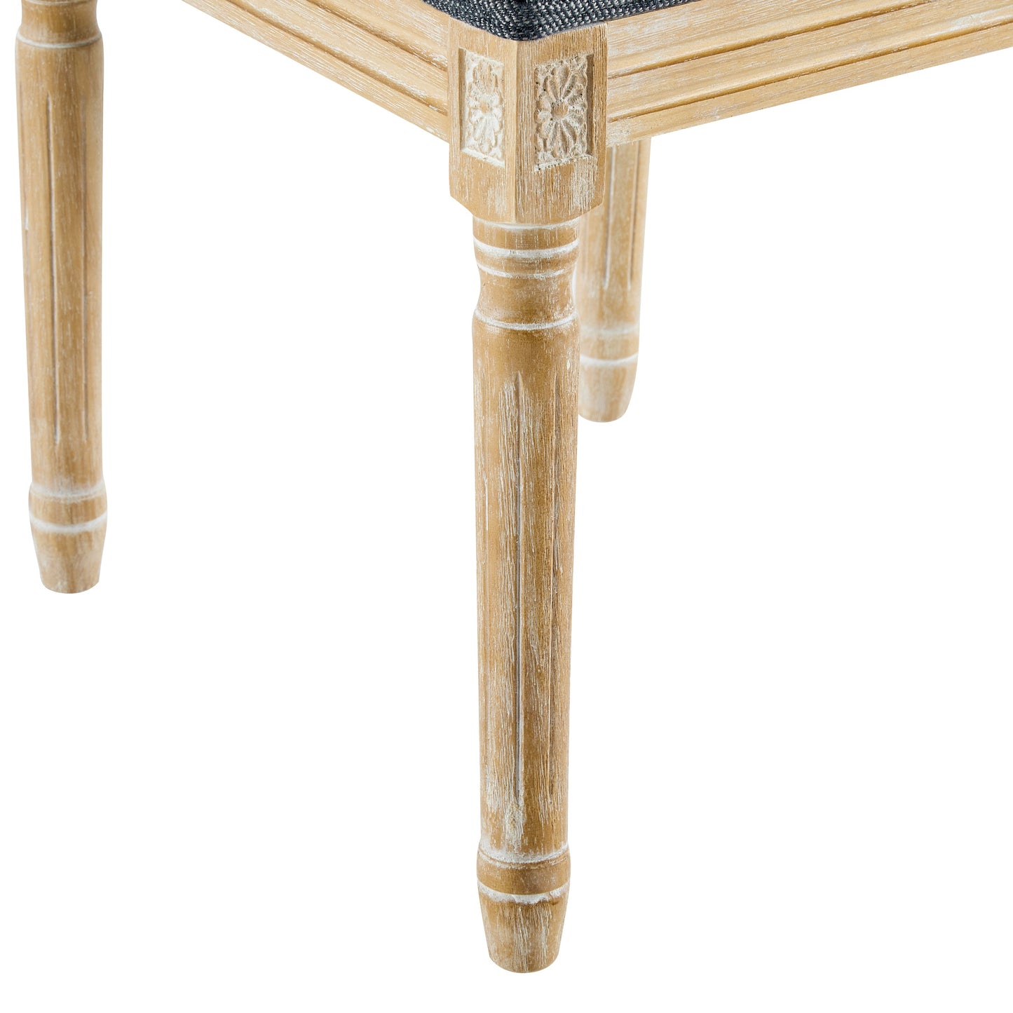 Vintage Inspired French Country Dining Chairs Set of 2 with Cane Backrest & Upholstered Seats in Rustic Weathered Finish