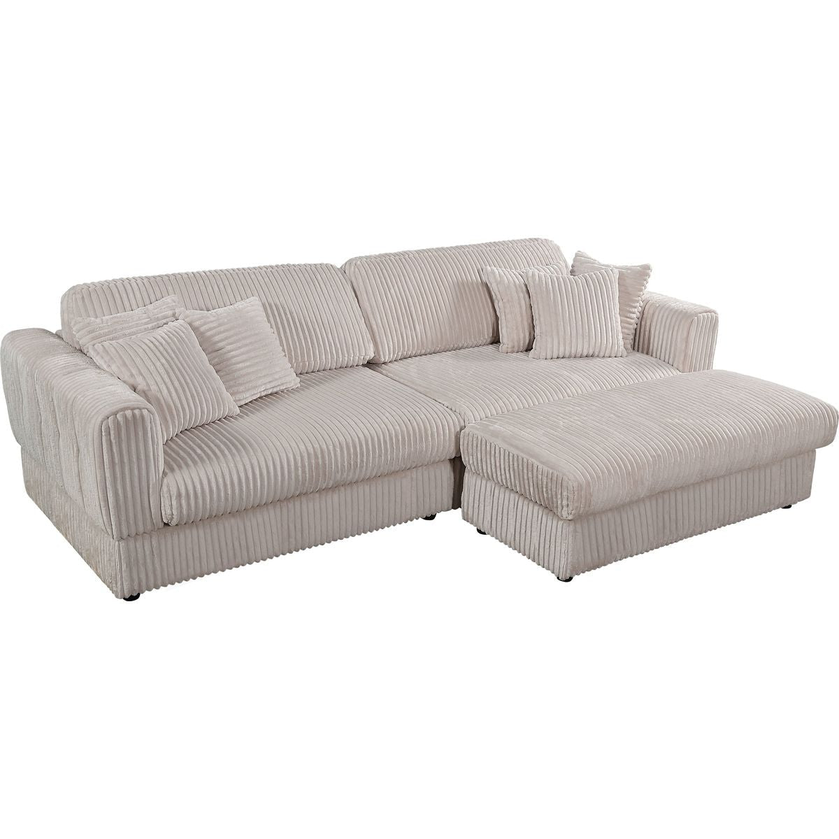 105' Oversized Sectional Sofa Cloud Couch for Living Room, Modern stripe L Shaped Couch, Comfy Boucle Modular Sofa Sleeper with Moveable Ottoman WIth/6 Pillow(WHITE)