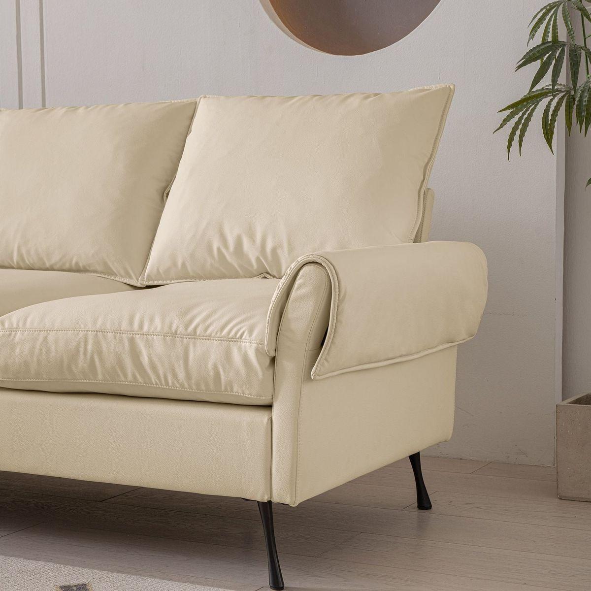 104.5"Modern Sectional Technical leather L-Shaped Sofa Couch with Convertible Ottoman