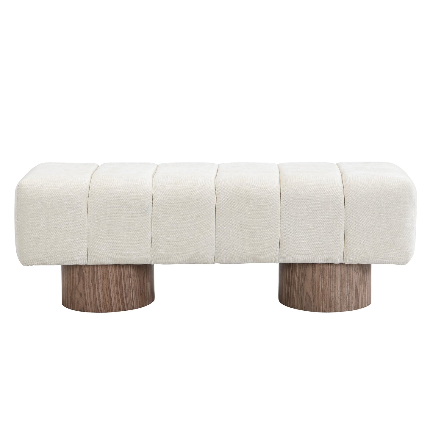 Upholstered Dining Bench, No-Assembly Entryway Bench Ottoman, Beige Chenille Fabric, 50' Length