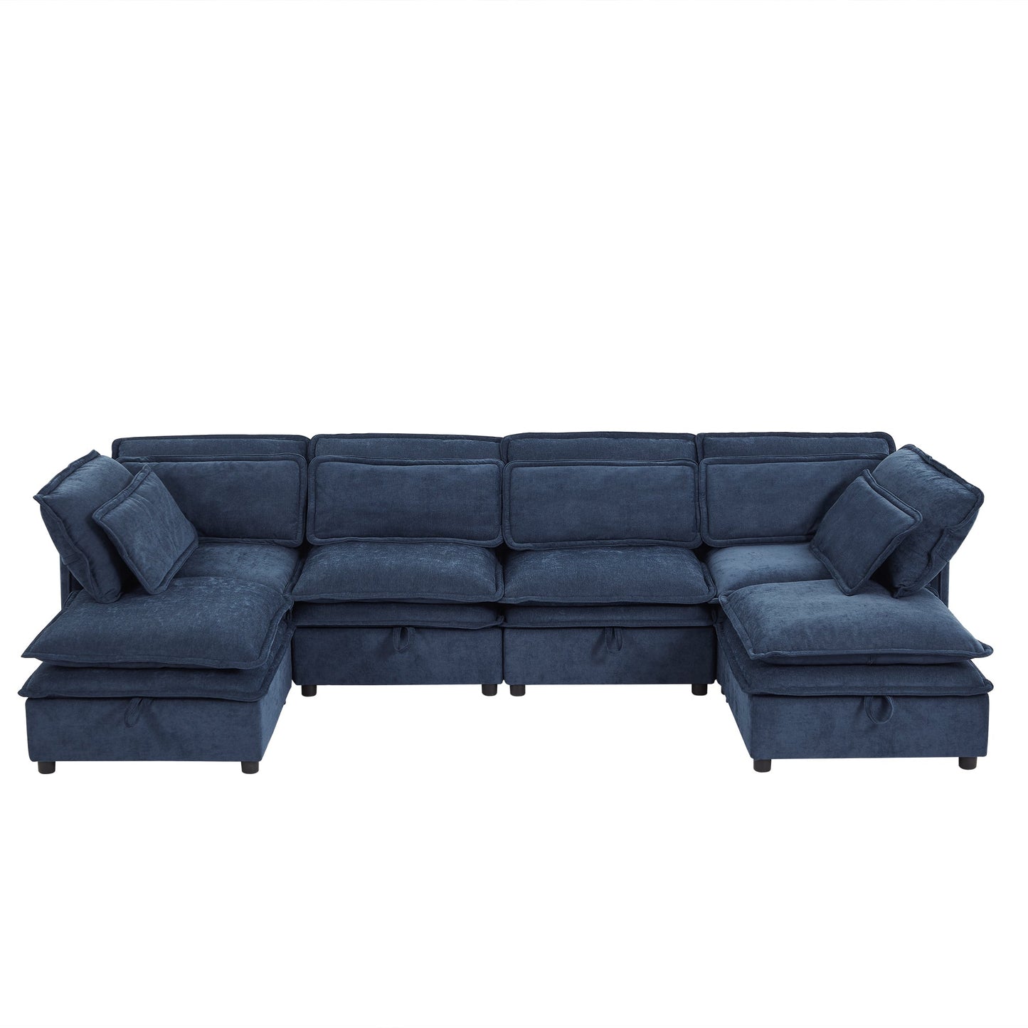U_Style Double-Layer Cushion Modern Large U-Shaped Modular Sofa, Freely Combinable 6-Seater with Storage Function, Convertible to Sofa Bed, Perfect for Living Rooms, Offices, and Apartments