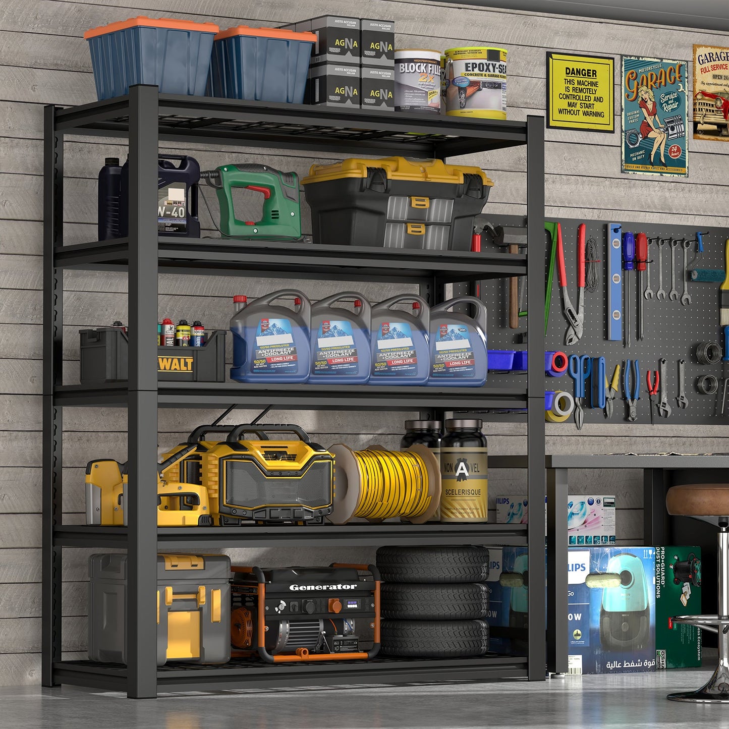 Kitchen Tools & Cookware: 47 Inches Wide Metal Storage Rack, Heavy-Duty Steel Moisture-Proof And Waterproof 5-Layer Adjustable Storage Shelving Unit. Designed For Warehouse Storage (food Pantries, Industrial Use). by Streamdale Furniture
