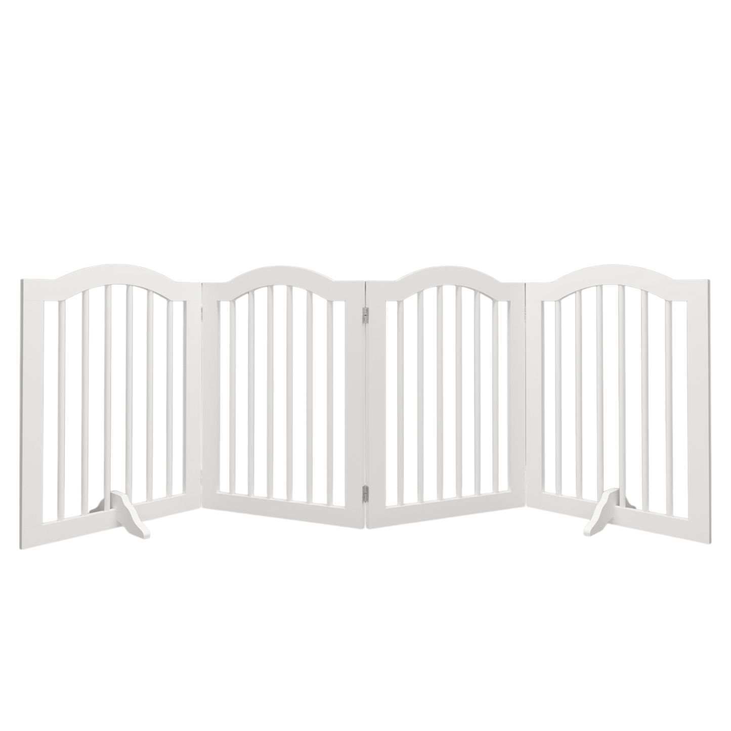27.6' Height Tall Freestanding Pet Gate, 4 Panels Foldable Dog Gate, Solid Wood Folding Safety Fence Wooden Dog Gate with 2 pcs Support Feet Ideal for Stairs, Doorways, Halls, Kitchens, Heavy Duty Gat