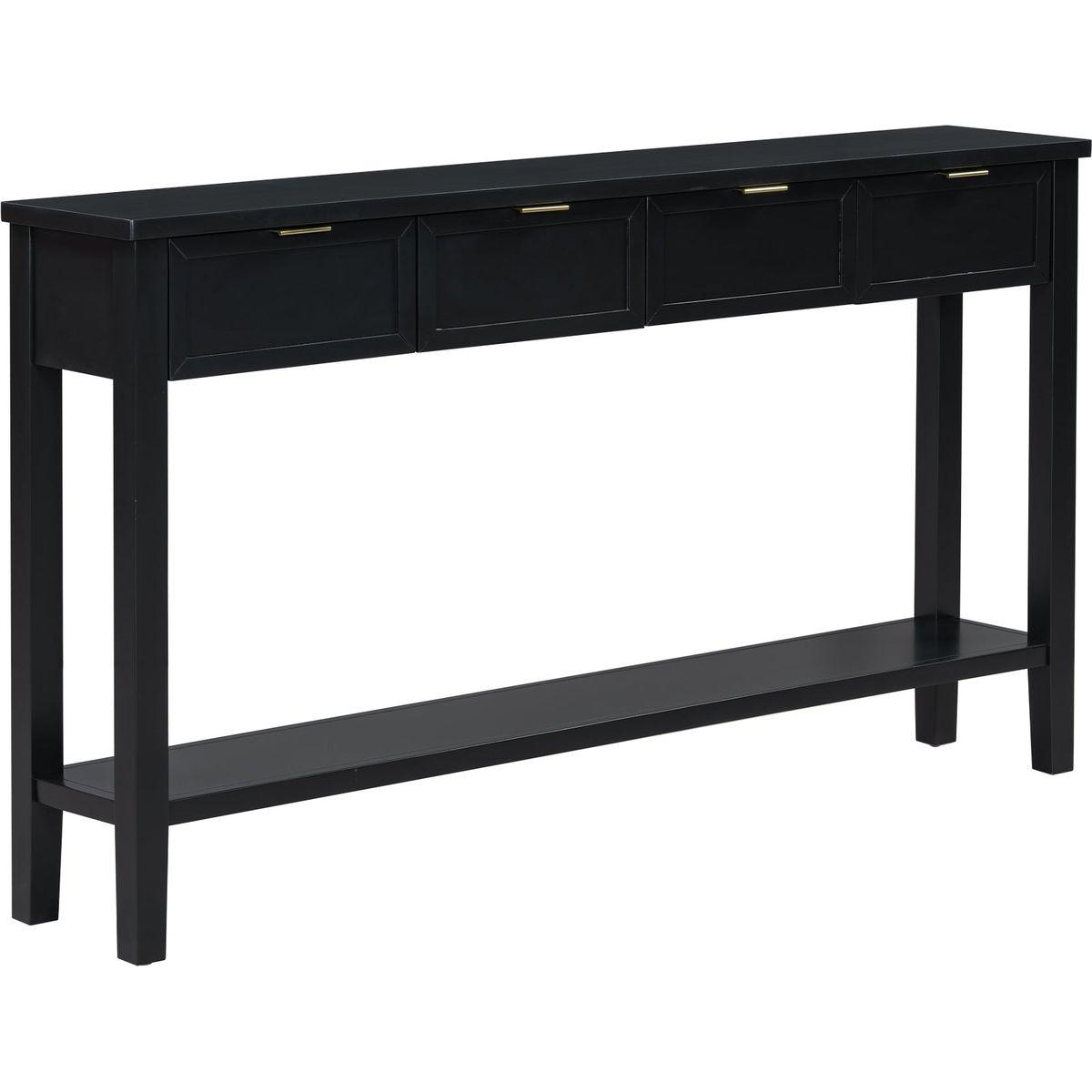 U_STYLE Contemporary High-Quality Entryway Console Table with 4 Spacious Drawersm,1 Practical Bottom ShelfLong Legs, for Hallway, Foyer