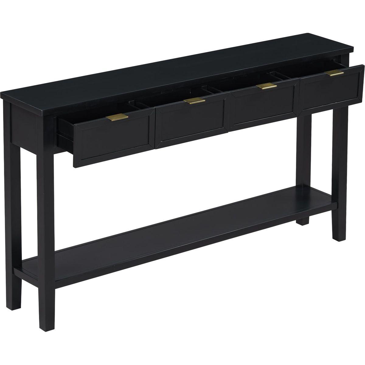 U_STYLE Contemporary High-Quality Entryway Console Table with 4 Spacious Drawersm,1 Practical Bottom ShelfLong Legs, for Hallway, Foyer