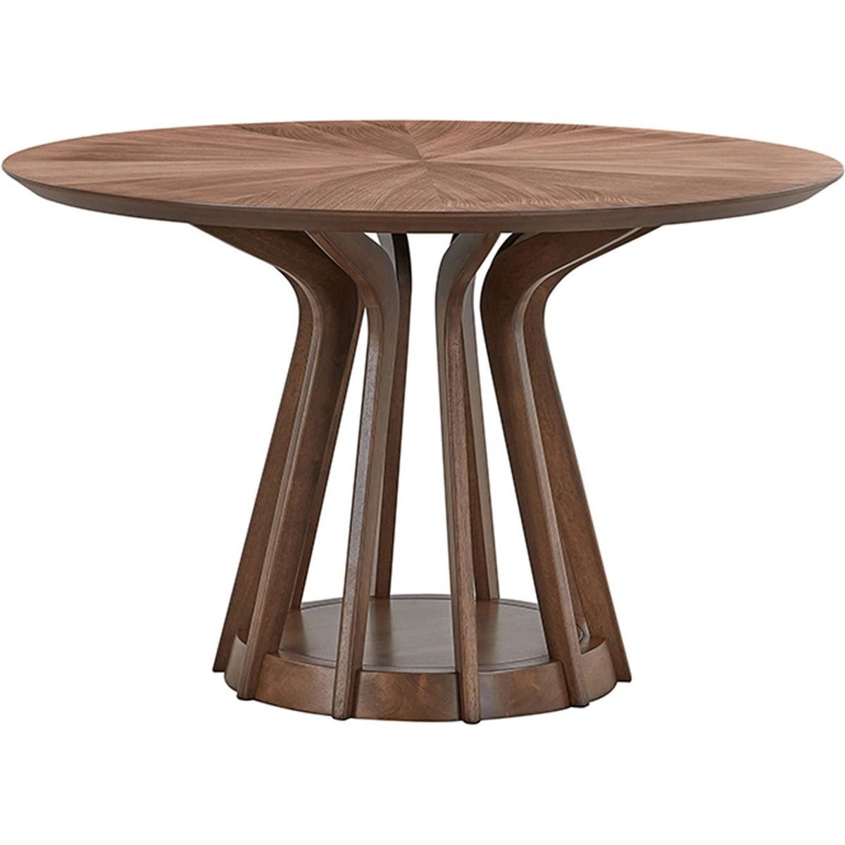 (1 Table+4 Chairs)Modern Dining Table Set of 5 pcs,Wooden Dining Table and Upholstered Chairs for Living Room,Round Kitchen Set with Sturdy Legs for Restaurant,Walnut