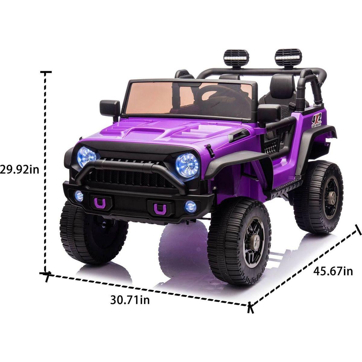24V Two-Seater Kids Ride On Truck Car W/Parents Control,200wx2,Seat width 20.28in,Four-wheel Suspension,LED Lights,Music,MP3,Bluetooth,Two independent seat belts,Suitable for off-road For Kids Aged 3+