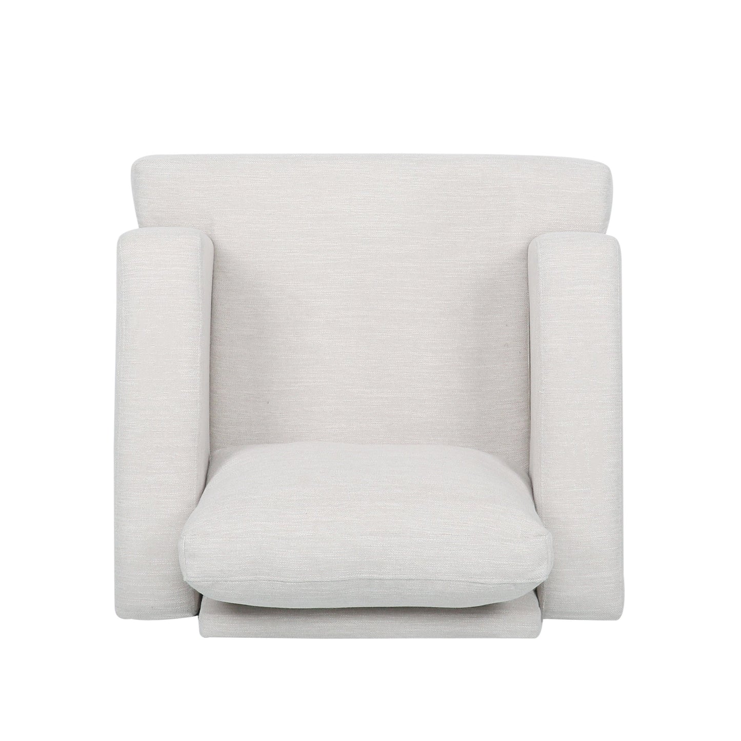 Upholstered Fabric Club Chair with Iron Legs, Beige