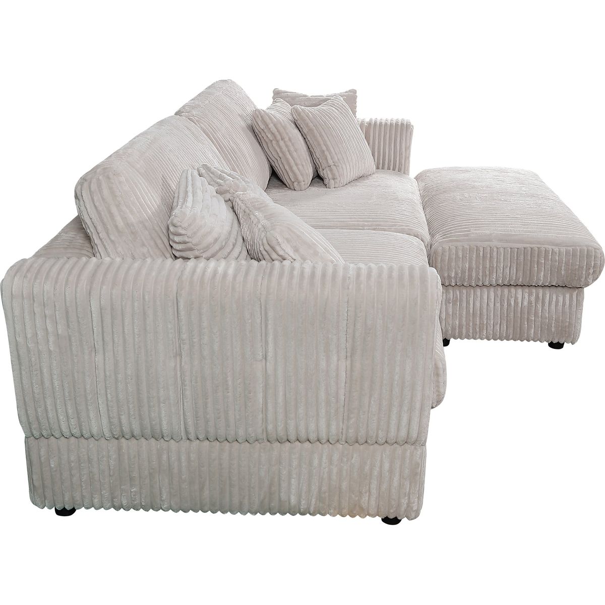 105' Oversized Sectional Sofa Cloud Couch for Living Room, Modern stripe L Shaped Couch, Comfy Boucle Modular Sofa Sleeper with Moveable Ottoman WIth/6 Pillow(WHITE)