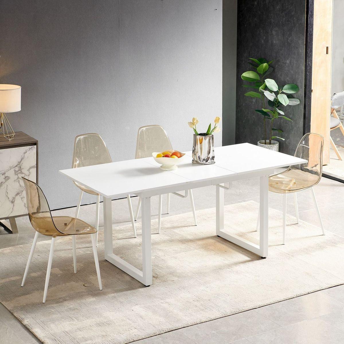 1+4,5pieces dining set, Table metal leg Mid-century Dining Table for 4-6 people With Mdf Table Top, Pedestal Dining Table, End Table Leisure Coffee Table