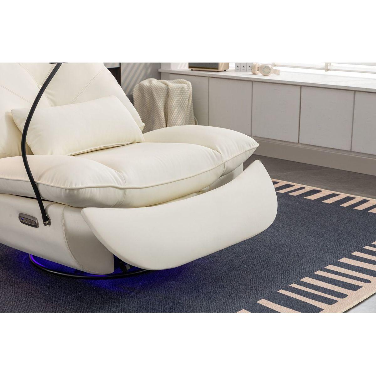 270 Swivel Glider Recliner Chair, Power Recliner Rocking Chair, USB Port Charge for Nursery Chair with Atmosphere Lamp for Living Room Bedroom Apartment