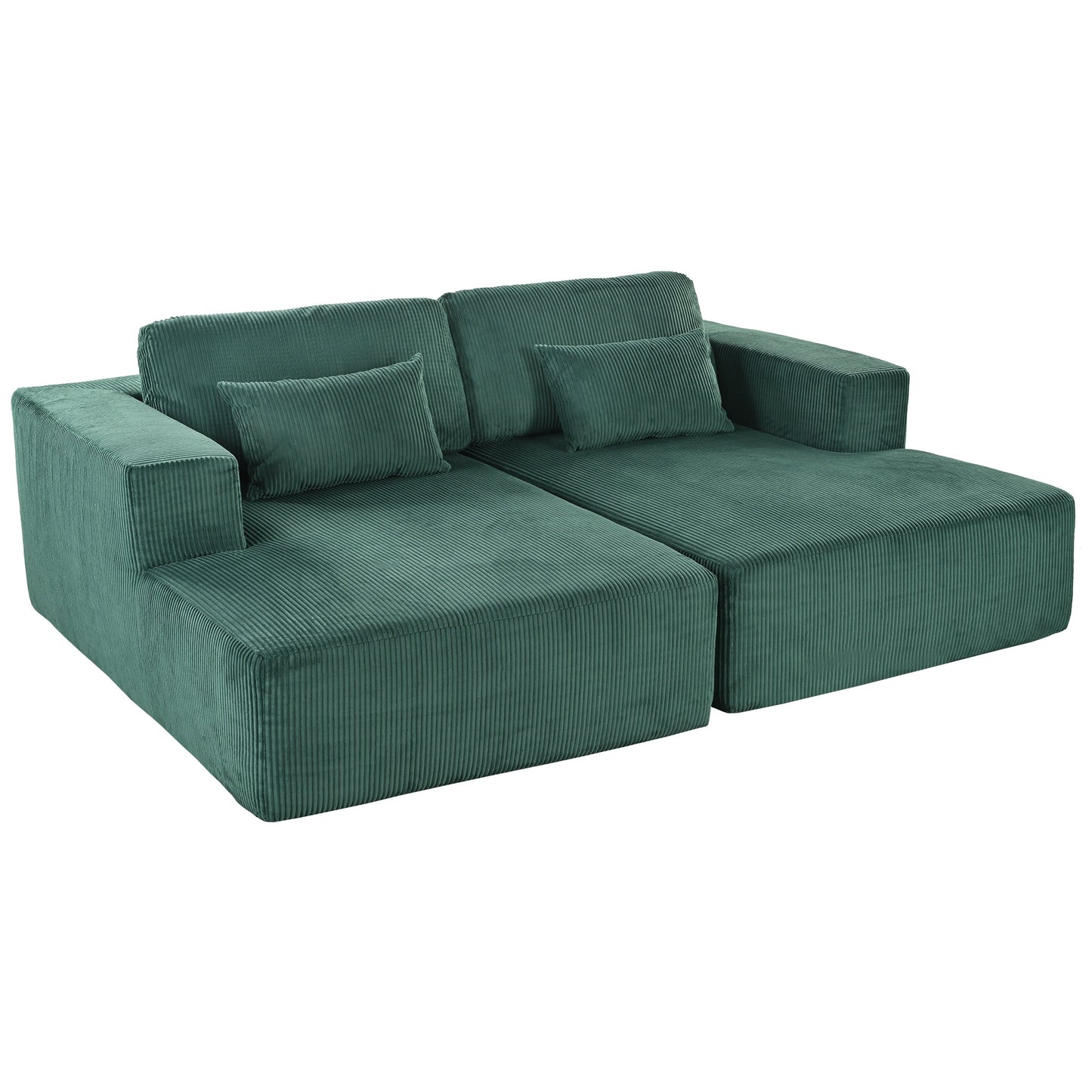 U_Style Corduroy Double Sofa Bed with 2 Pillows, Perfect for Living Rooms, Apartments, Offices
