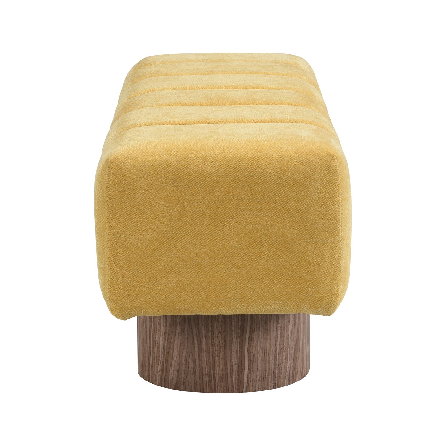 Upholstered Dining Bench, No-Assembly Entryway Bench Ottoman, Yellow Chenille Fabric, 50' Length