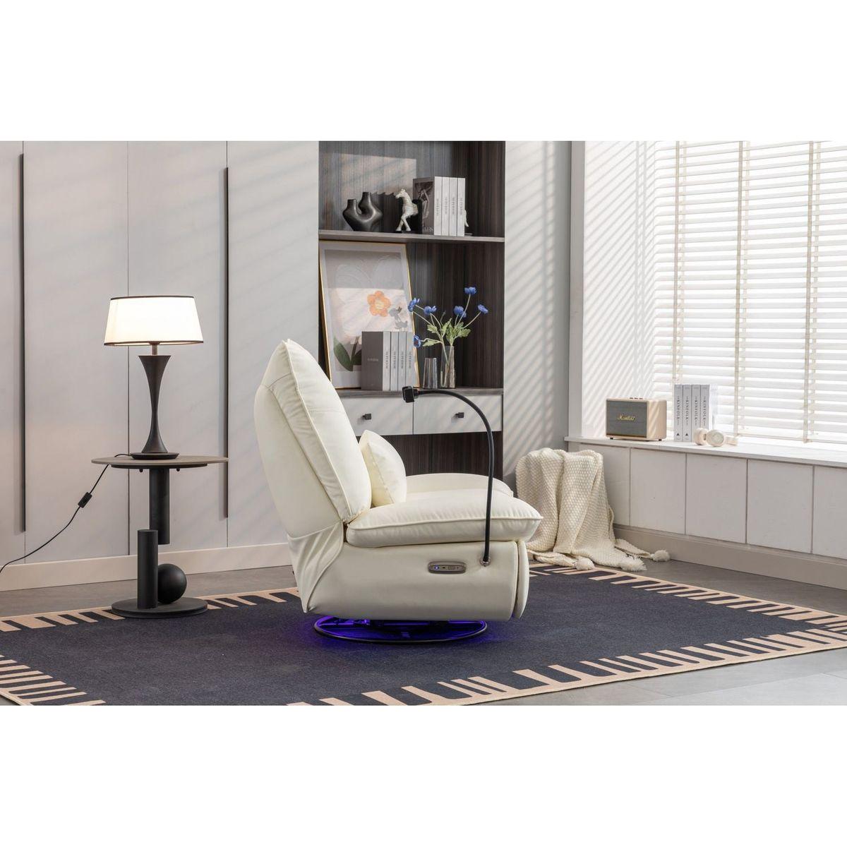 270 Swivel Glider Recliner Chair, Power Recliner Rocking Chair, USB Port Charge for Nursery Chair with Atmosphere Lamp for Living Room Bedroom Apartment