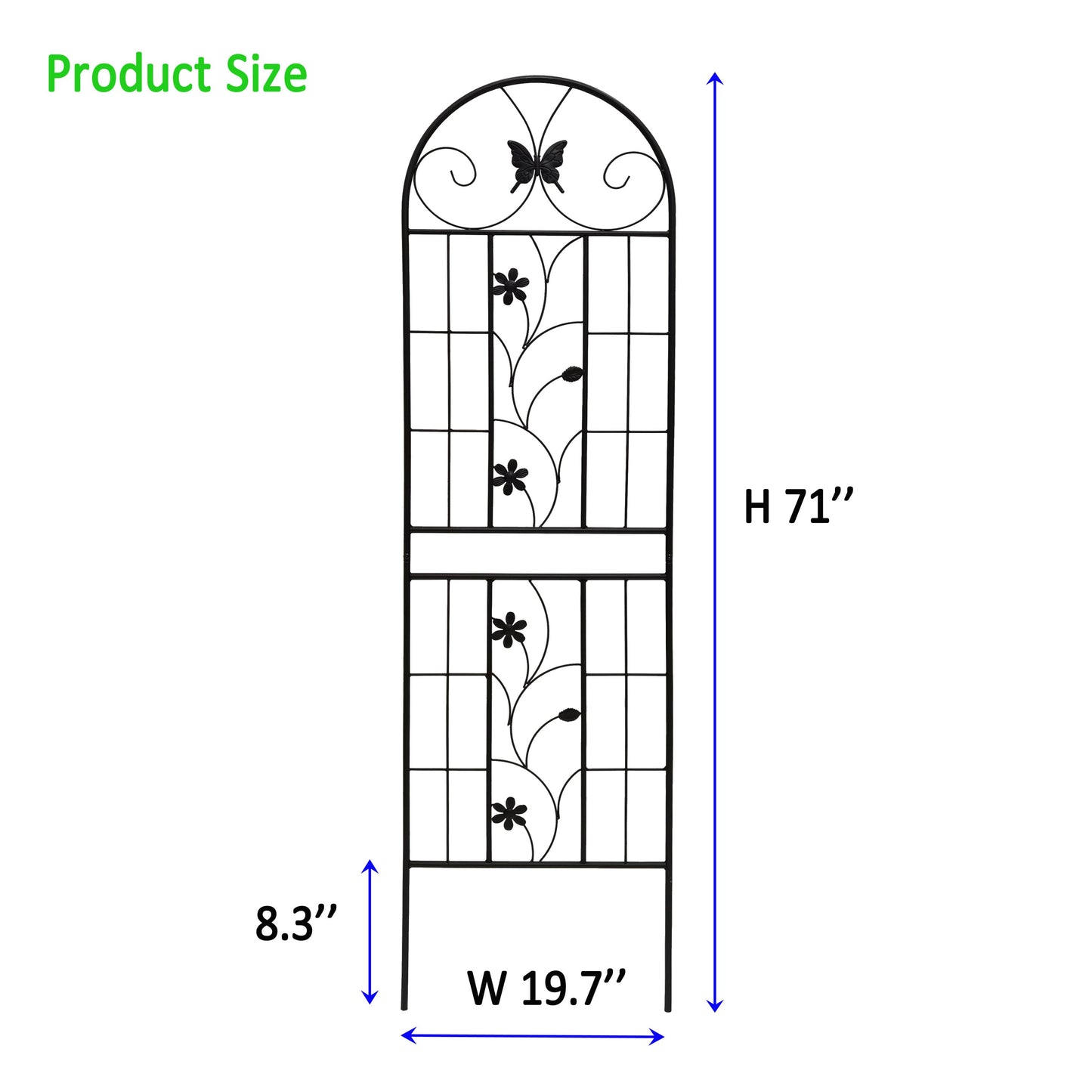 2 Pack Metal Garden Trellis 71' x 19.7' Rustproof Trellis for Climbing Plants Outdoor Flower Support Black