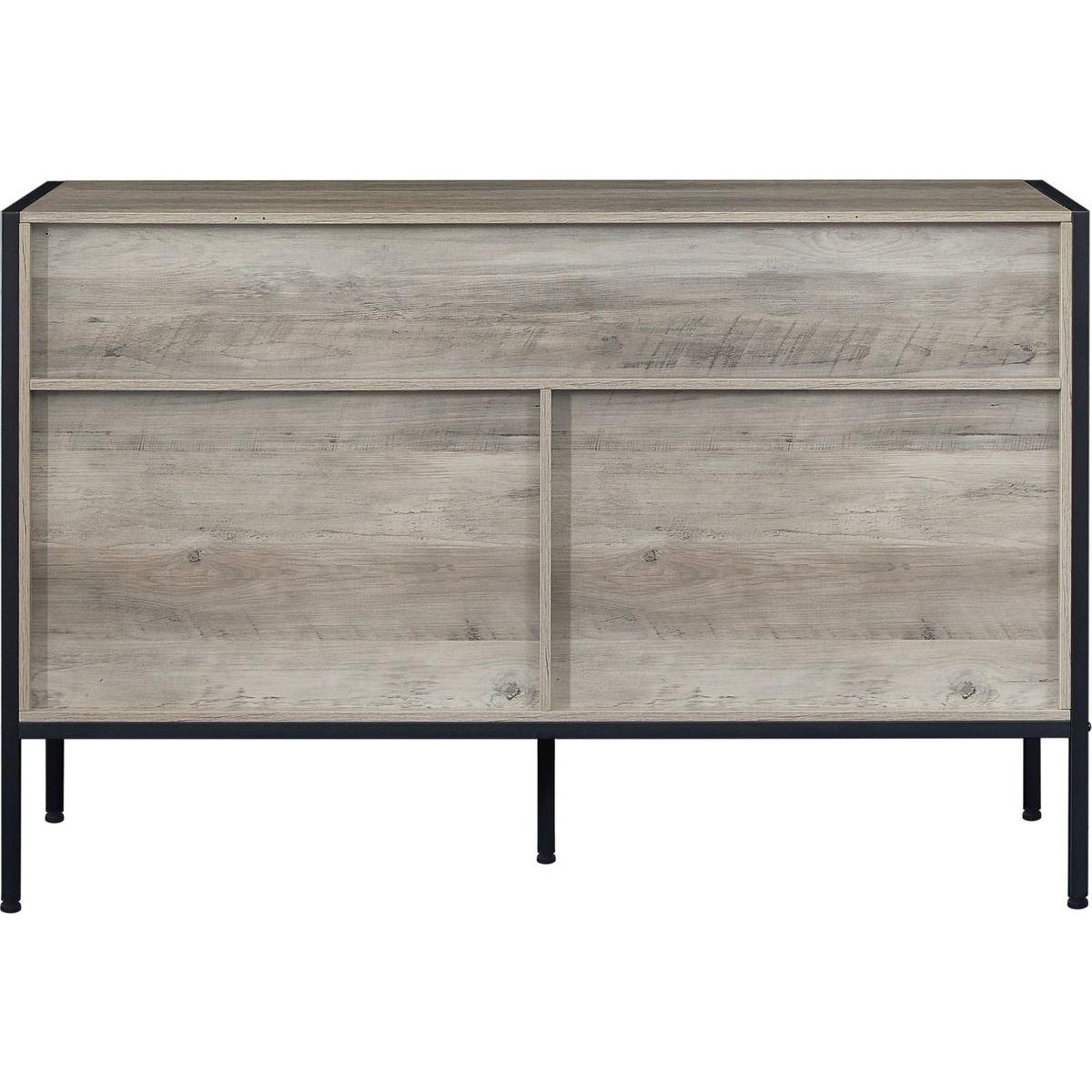 Wood Dresser with 7 Drawers, Wooden Storage Closet for Bedroom, Solid Clothes Cabinet with Sturdy Steel Frame, 48.58"Wx15.75"Dx31.22"H, 48 inch, Rustic Grey