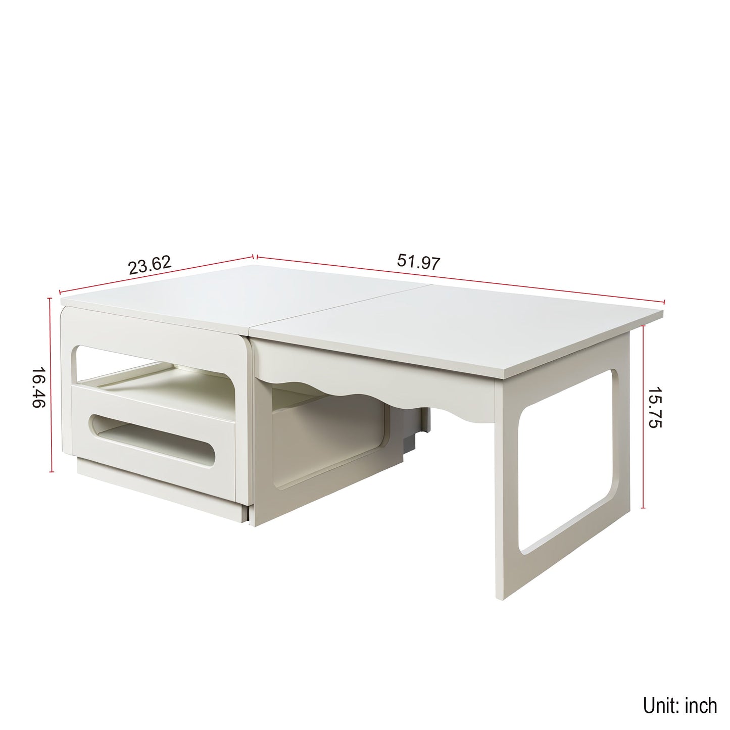 3 in 1 deformed Coffee Tables with Storage Cabinet for Living Room, Coffee Table with for Dining Room